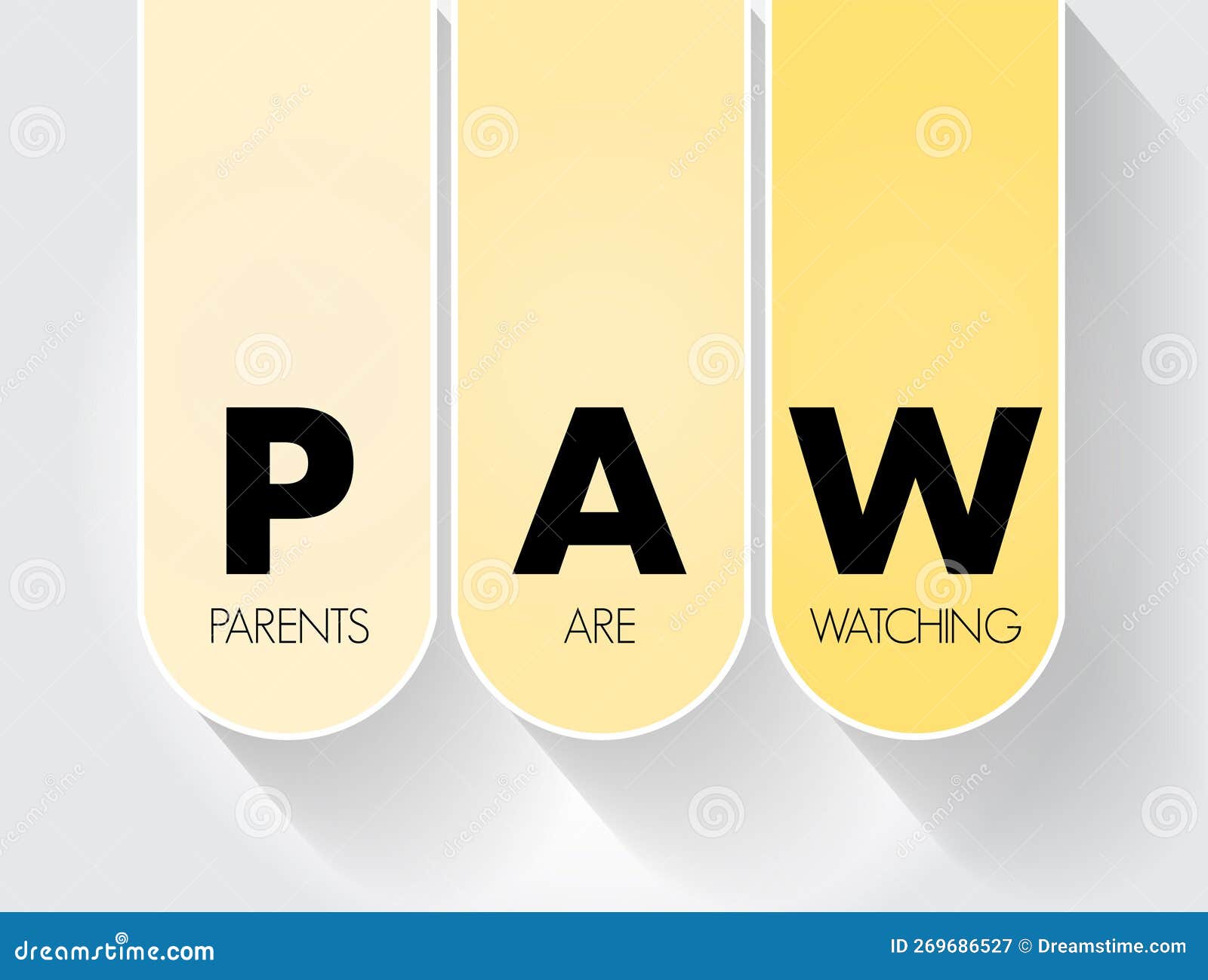 PAW Parents are Watching Acronym, Text Concept for Presentations and Reports Stock