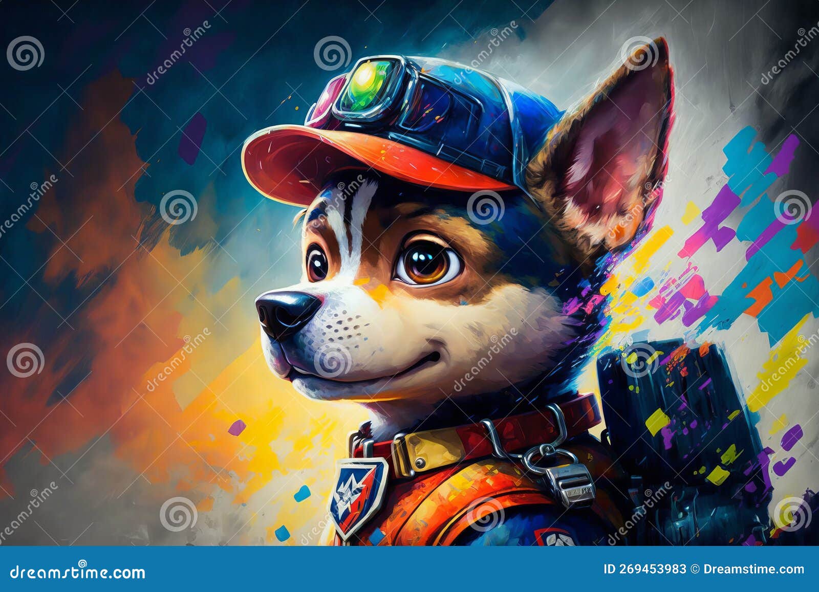 paw patrol chese abstract background acryl painting. generative ai