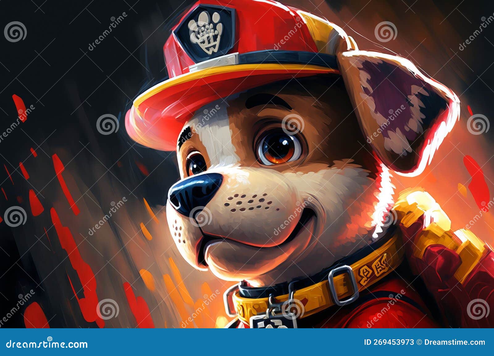 paw patrol marshall abstract background acryl painting. generative ai