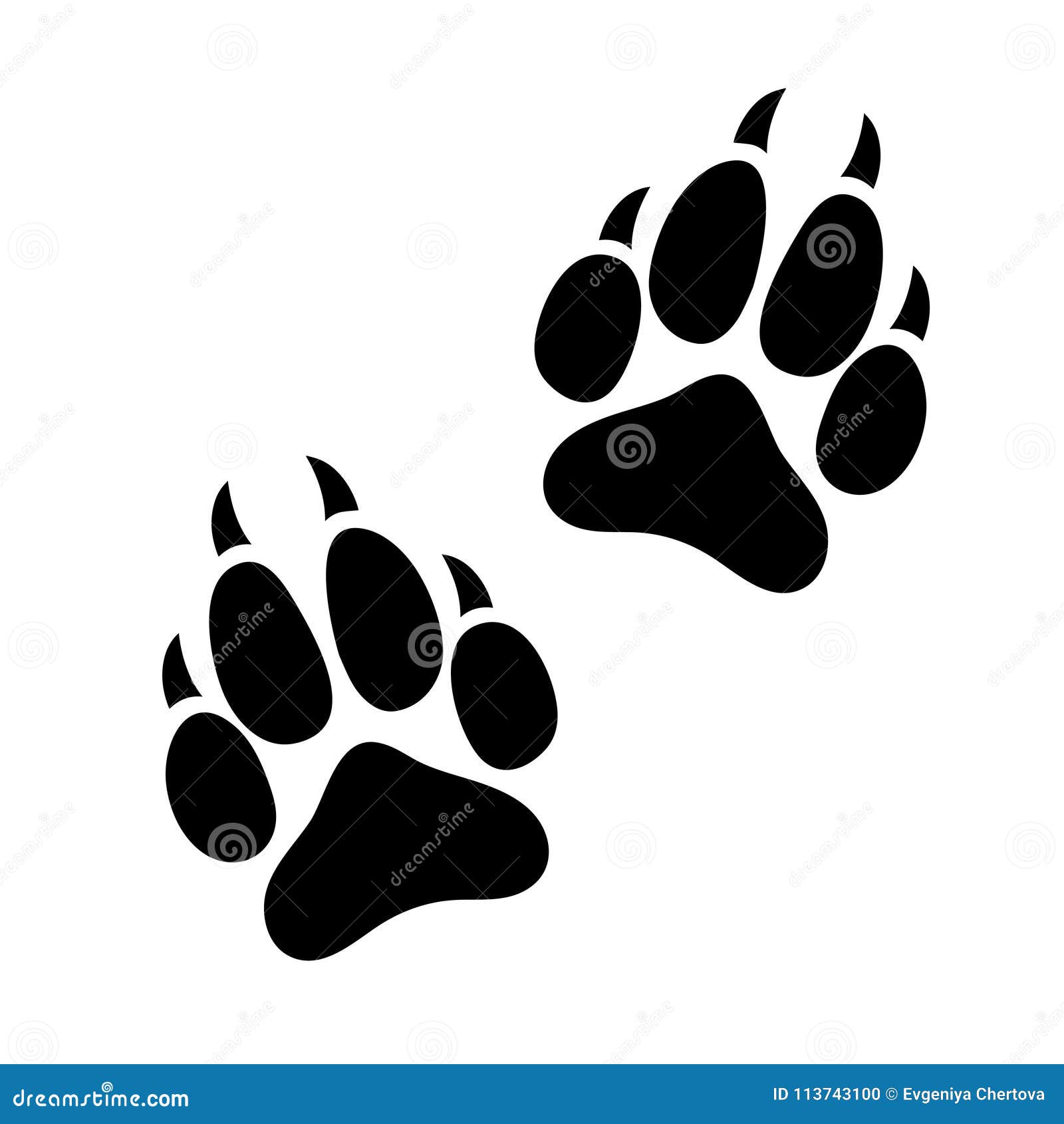 Paw Print Animal Dog or Cat Clawed, Silhouette Footprints of an Animal,  Flat Icon, Logo, Black Traces Isolated on White Background Stock Vector -  Illustration of isolated, nature: 113743100