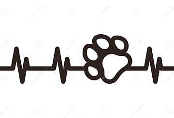 Paw print heartbeat stock vector. Illustration of object - 262187730