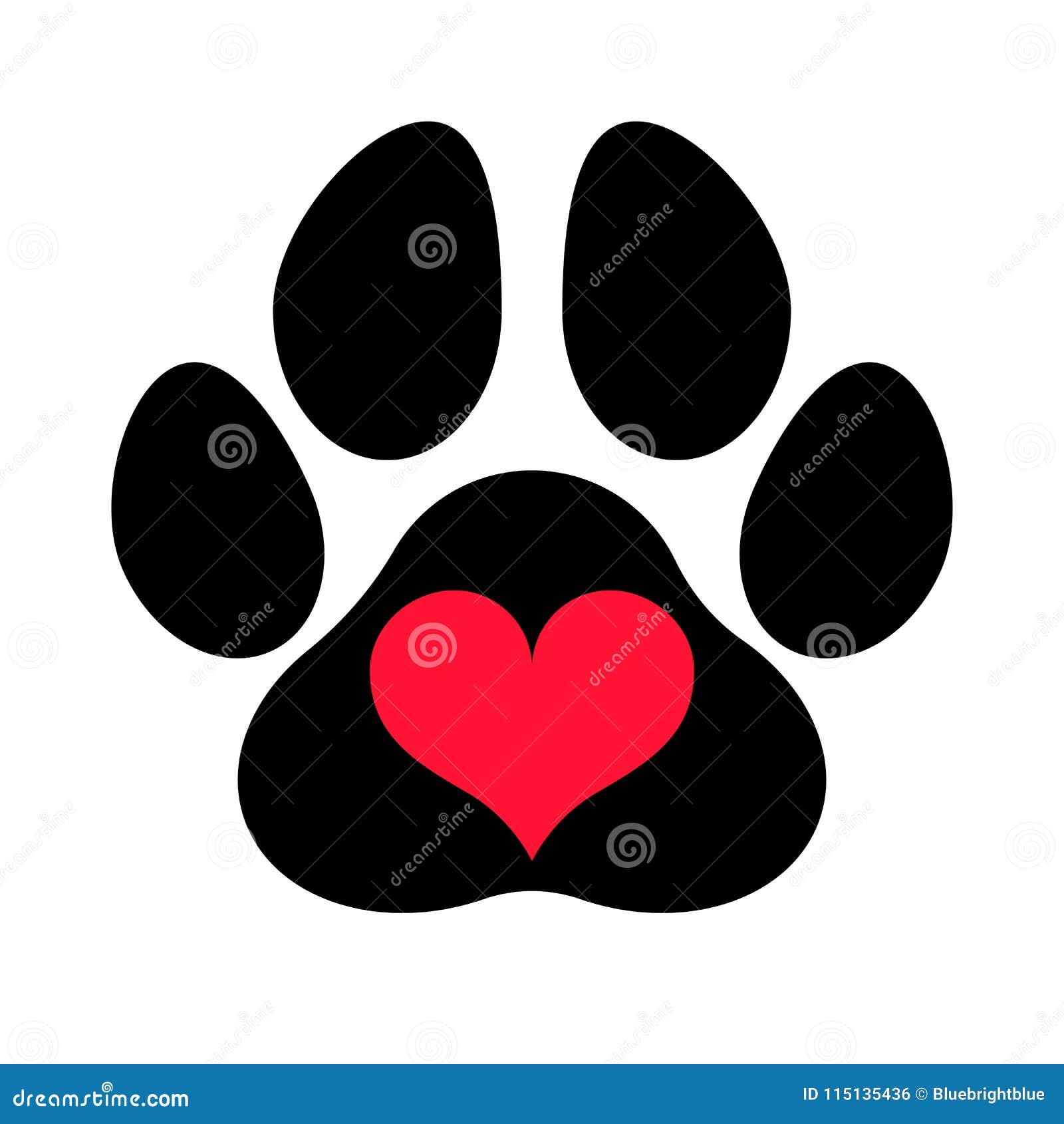 Download Paw Print Love stock vector. Illustration of frame, symbol - 115135436