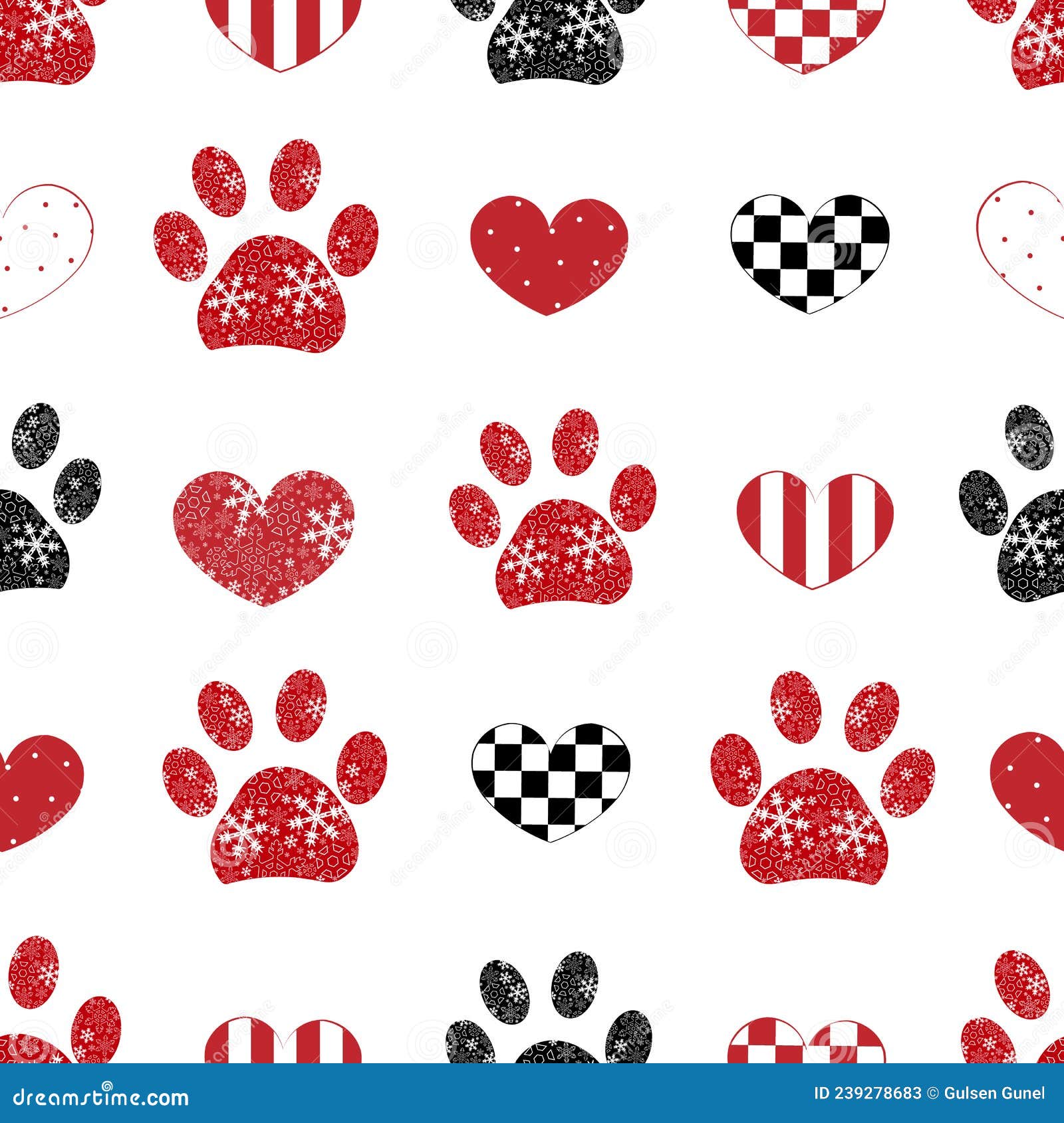 Cute Girlish Paw Prints On Seamless Pattern. Good For Textile