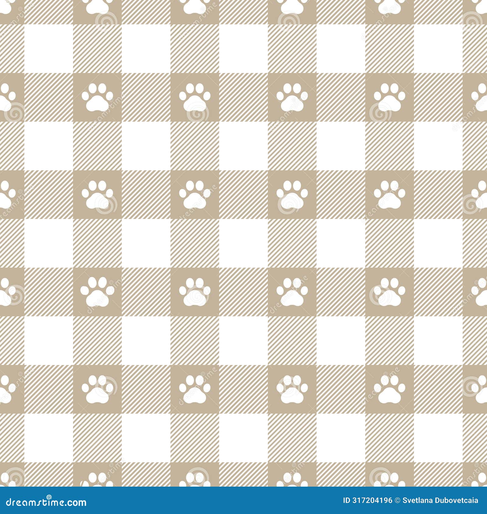 paw print seamless pattern. repeating cute plaid tartan pastel color. check  prints. repeated scottish madras fabric