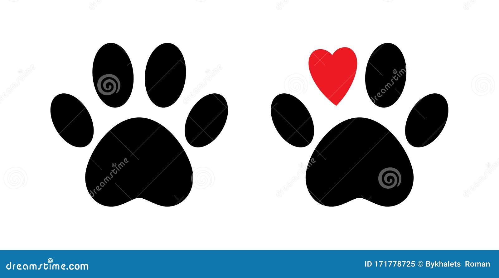Paw Print Vector Isolated Icon Paw With Red Heart Dog Paw Print Black Animal Paw Icon Love Concept Stock Vector Illustration Of Footprint Puppy 171778725