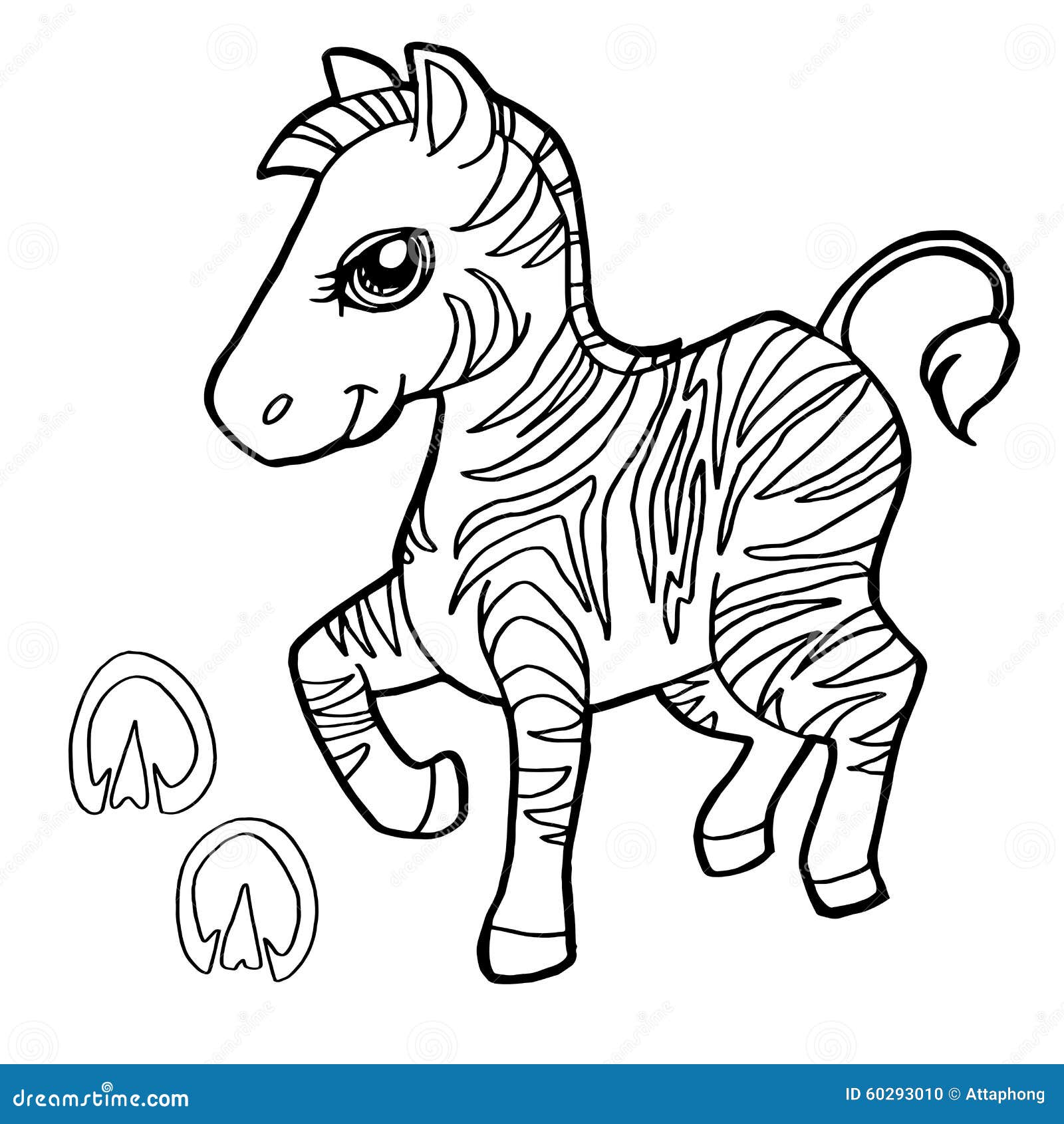 Download Paw Print With Zebra Coloring Pages Vector Stock Vector - Illustration of cartoon, print: 60293010