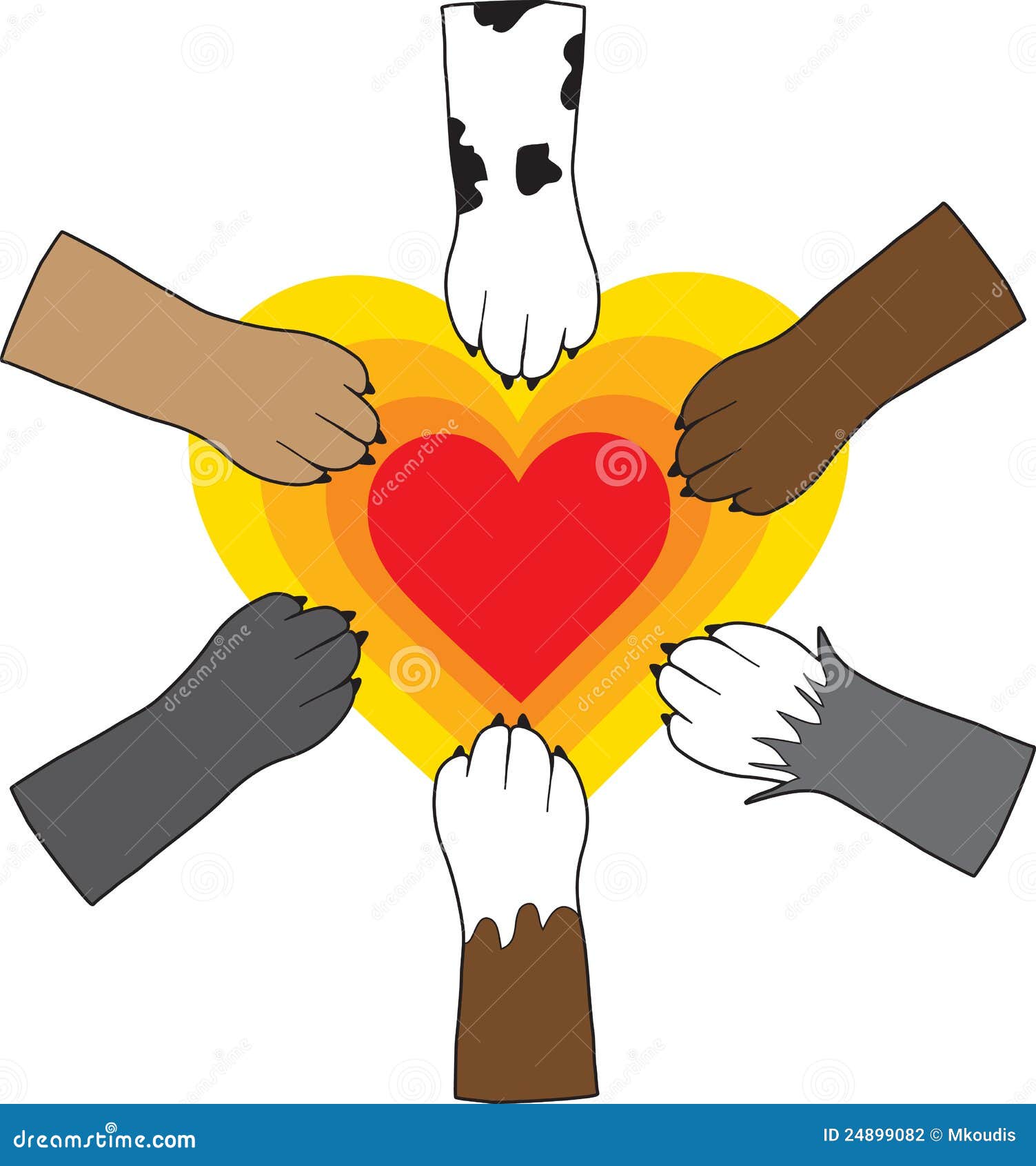 Paws and Heart stock illustration. Illustration of friends 24899082