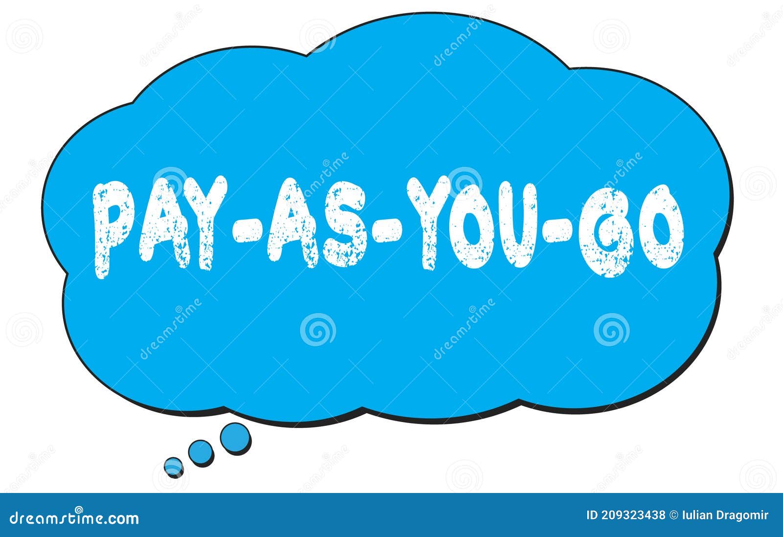 PAYASYOUGO Text Written on a Blue Thought Bubble Stock Illustration