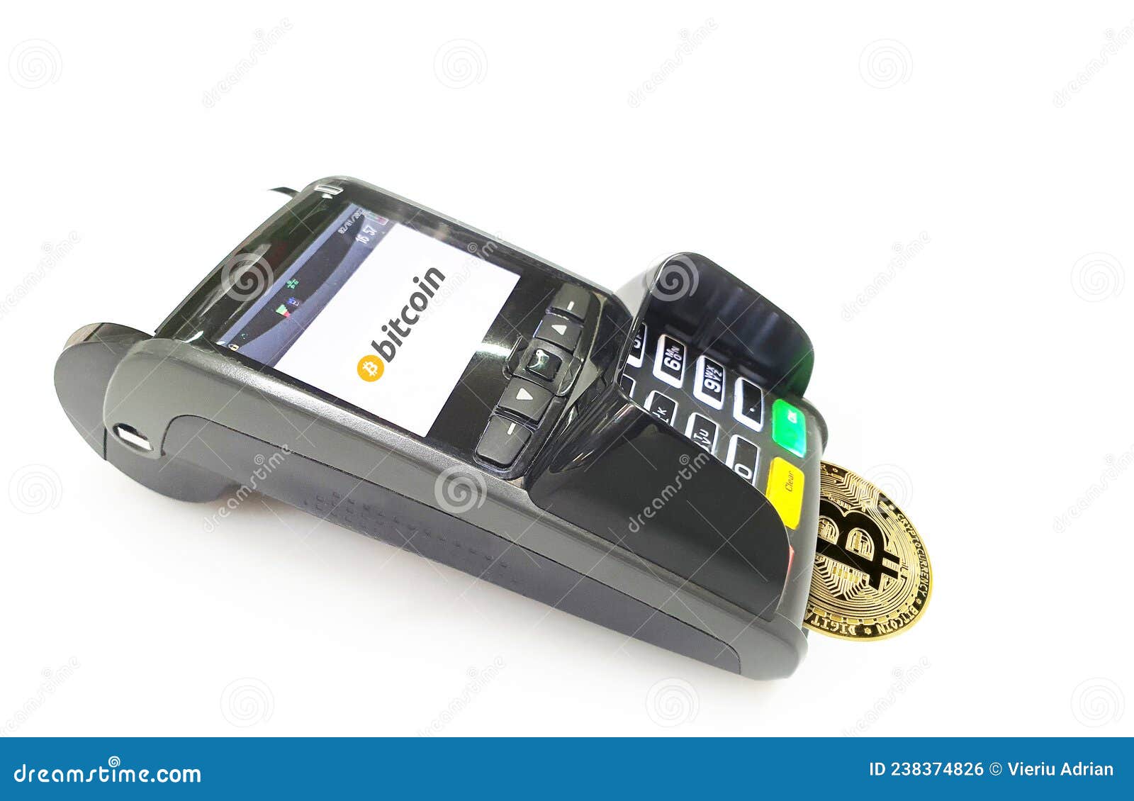 Pay with Bitcoin , Payment Machine POS Terminal Editorial Photo - Image of  conceptual, economy: 238374826