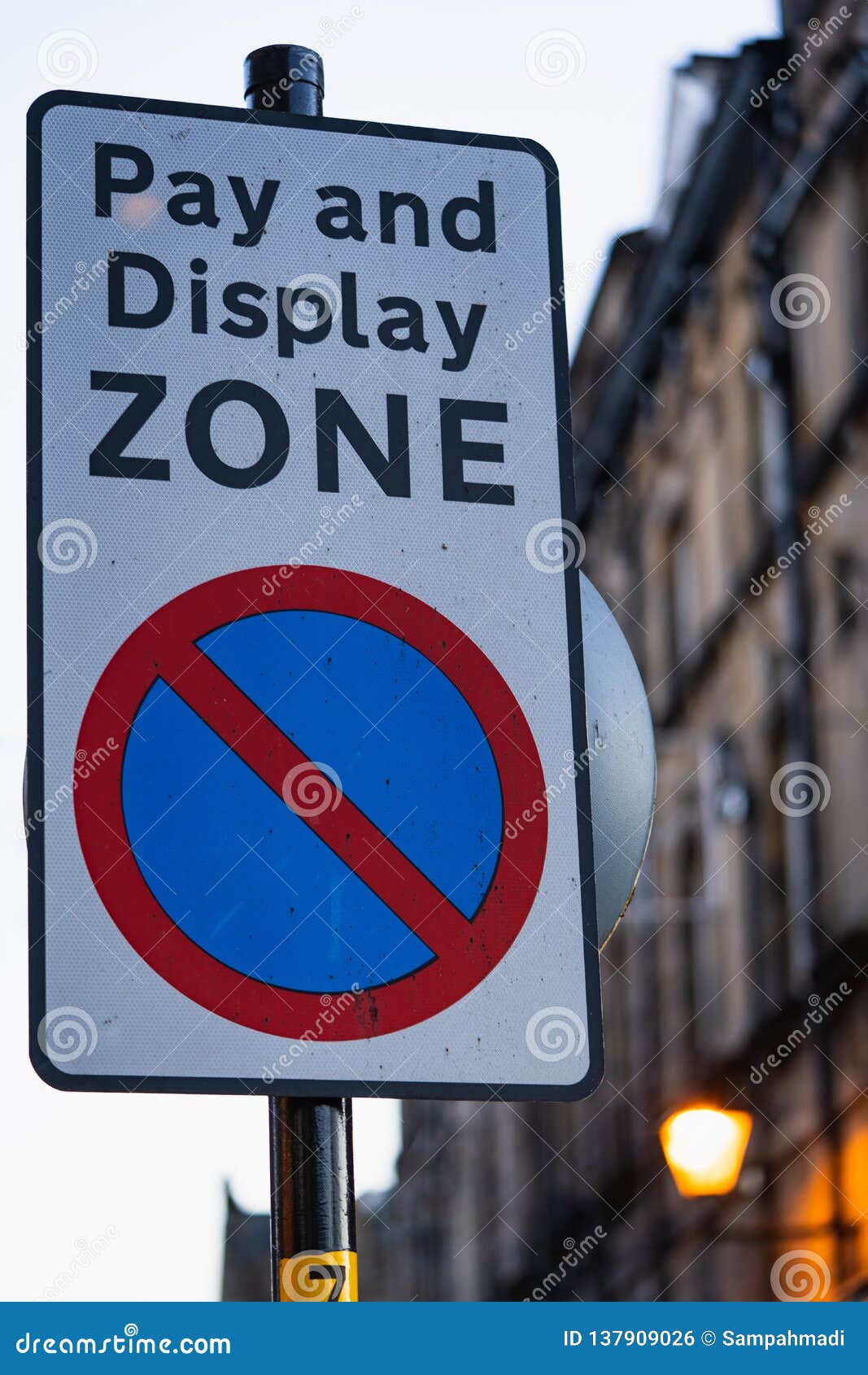 Pay and Display Zone sign stock photo. Image of tarmac 137909026