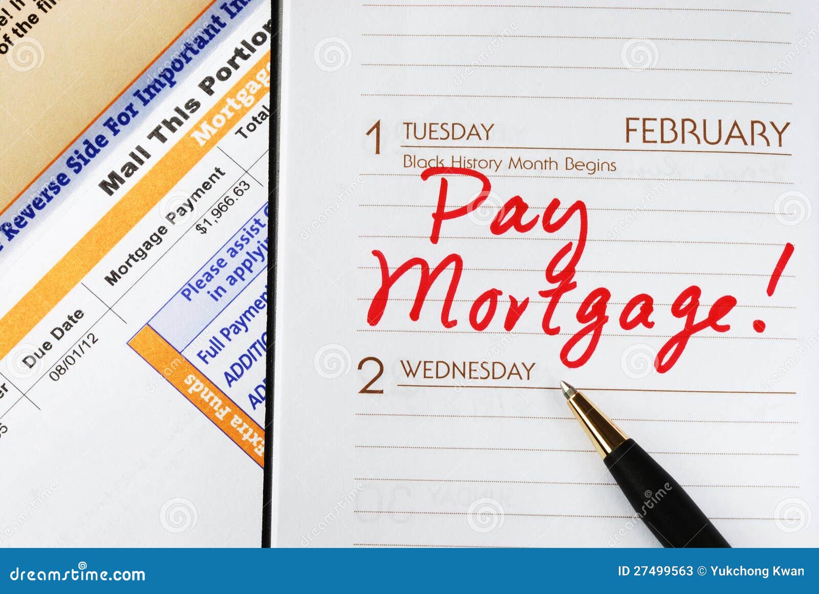 Pay the home mortgage stock image. Image of statement 27499563