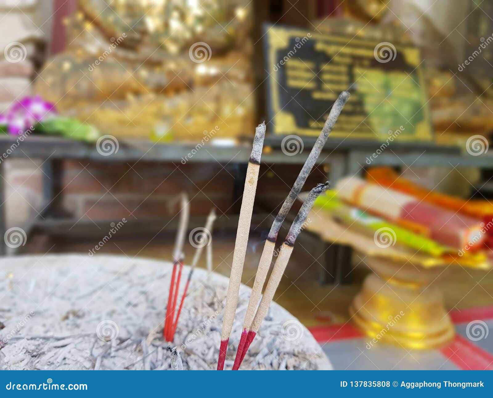 Incense in thai temple stock photo. Image of culture 137835808