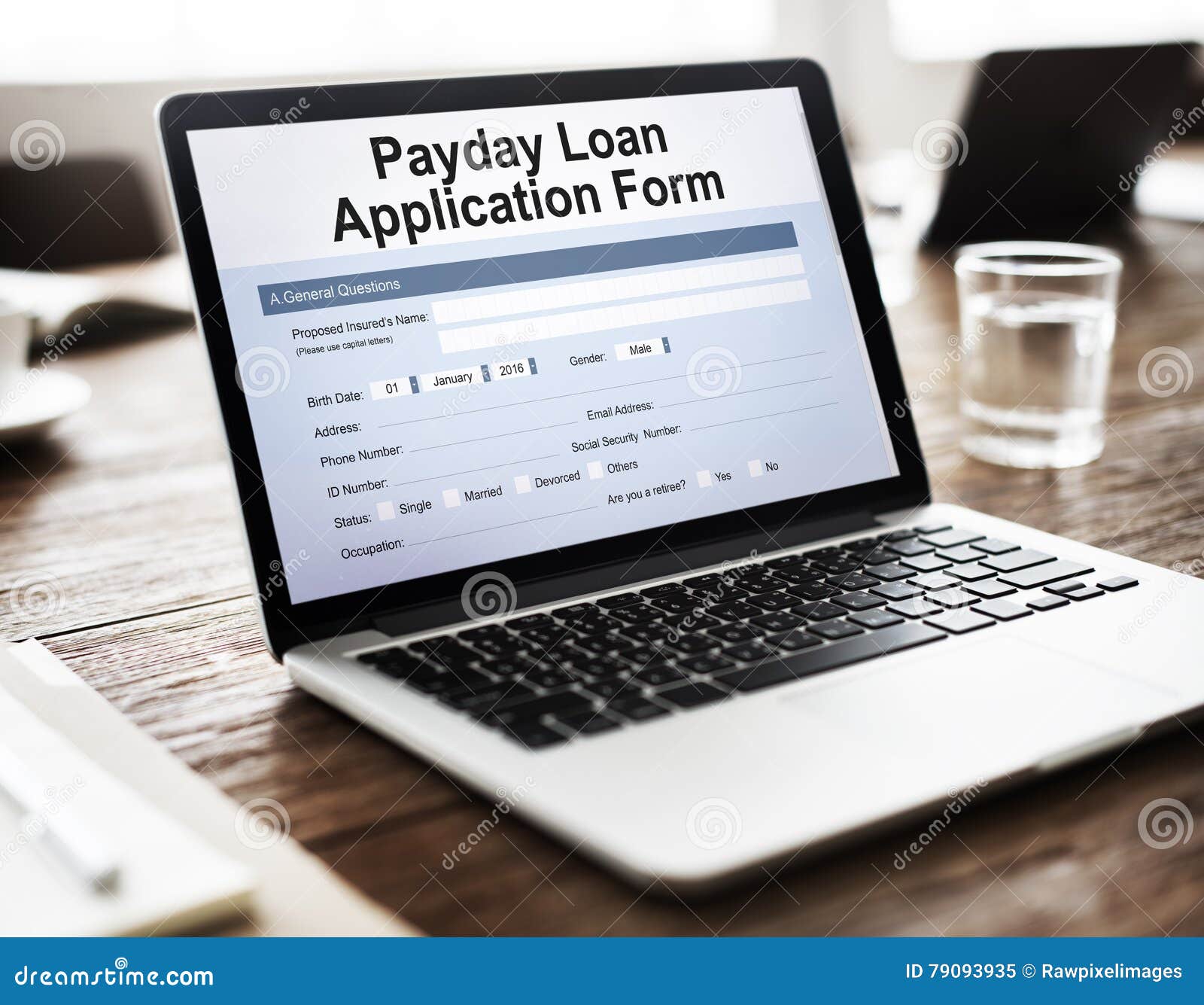 payday loan application form concept