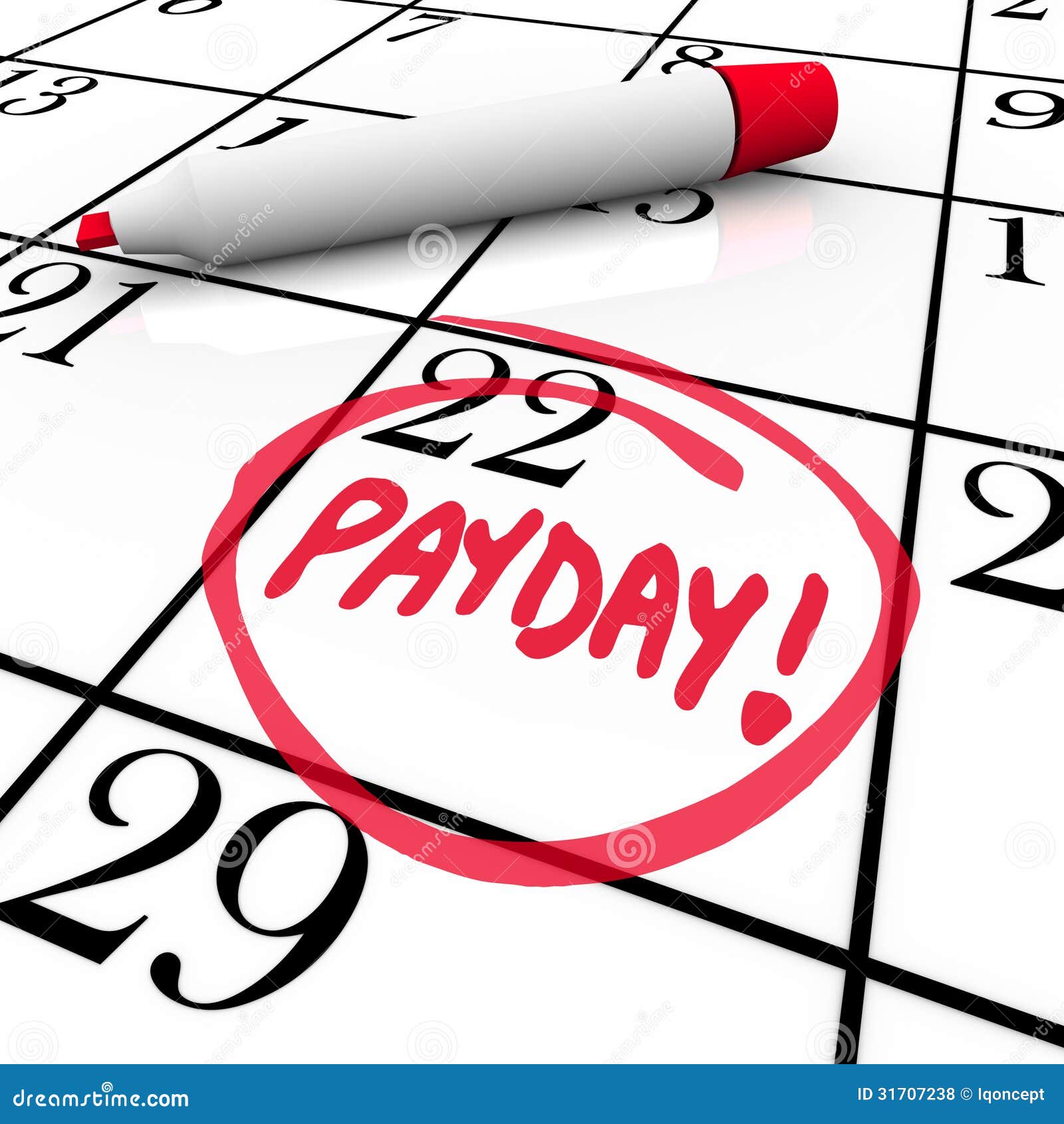 payday word circled calendar income wages date