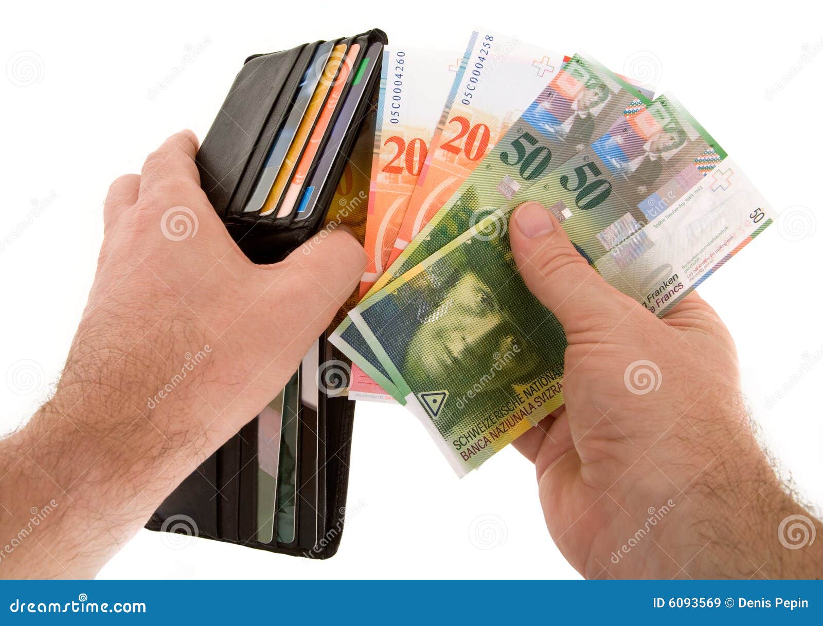 paying cash with swiss francs currency