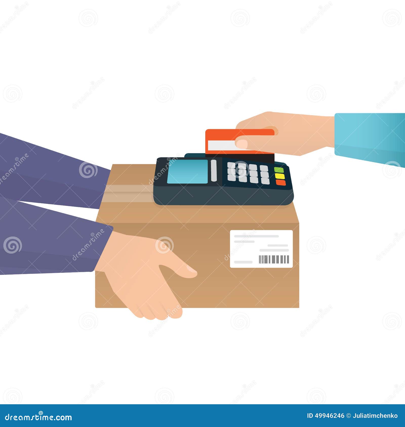 Payment by credit card stock vector. Illustration of male