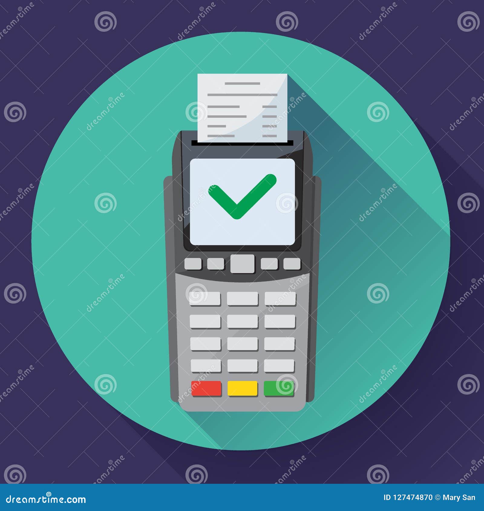 Payment Machine and Credit Card Terminal Icon in Flat Style. Stock
