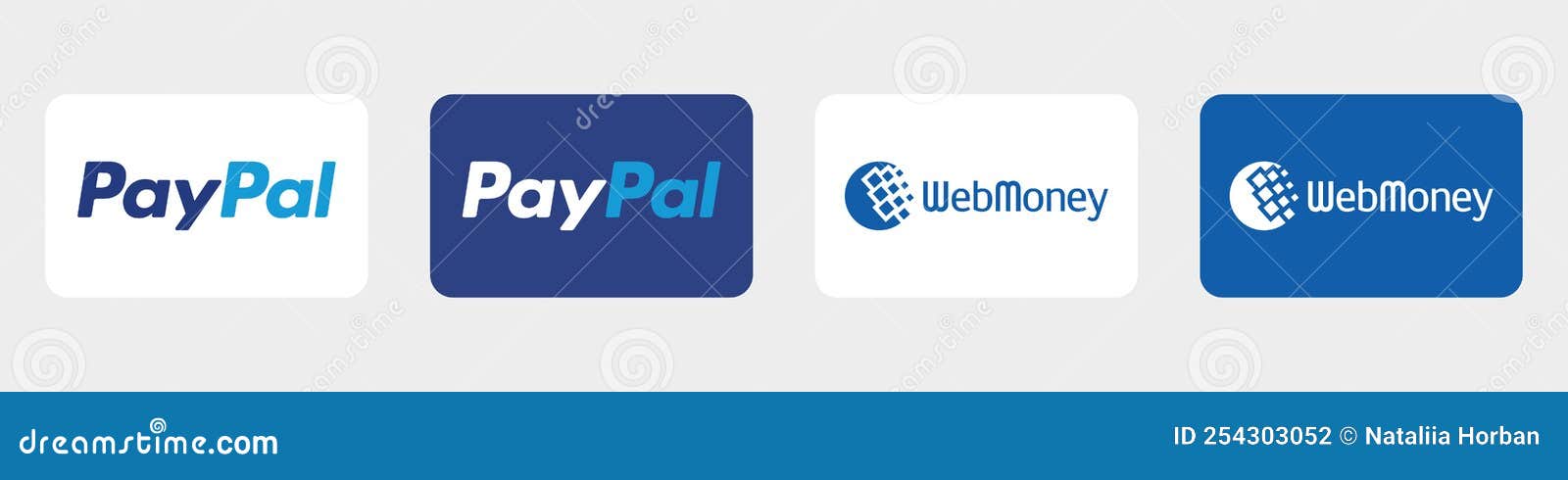 Paypal, Apple PayPaypaly and WebMoney Logo. WebMoney and Paypal