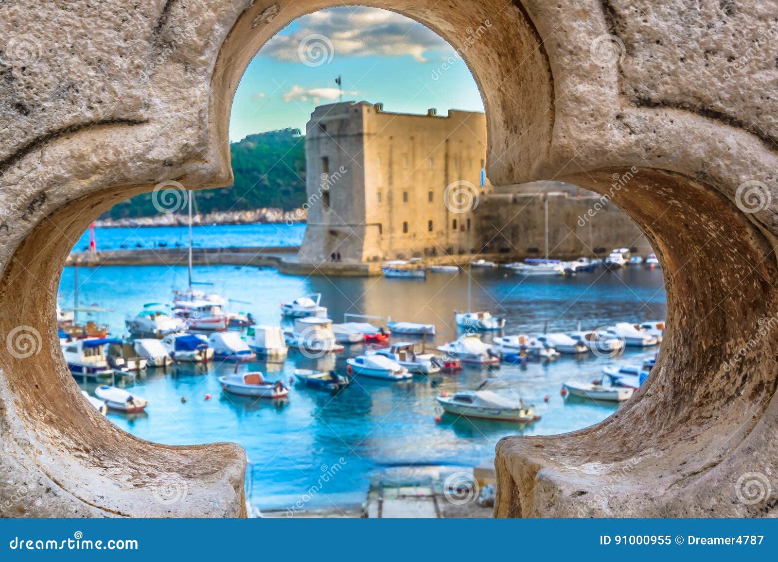 Paysage Dans Dubrovnik Ville Croatie Image Stock Image Du Port Bateau 91000955