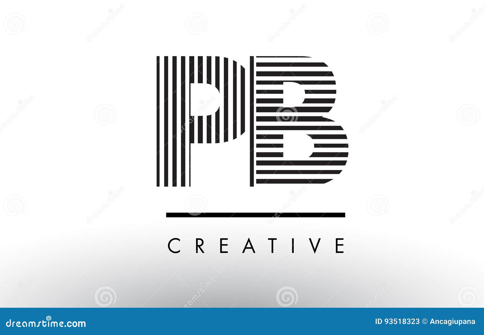 PB P B Black and White Lines Letter Logo Design. Stock Vector