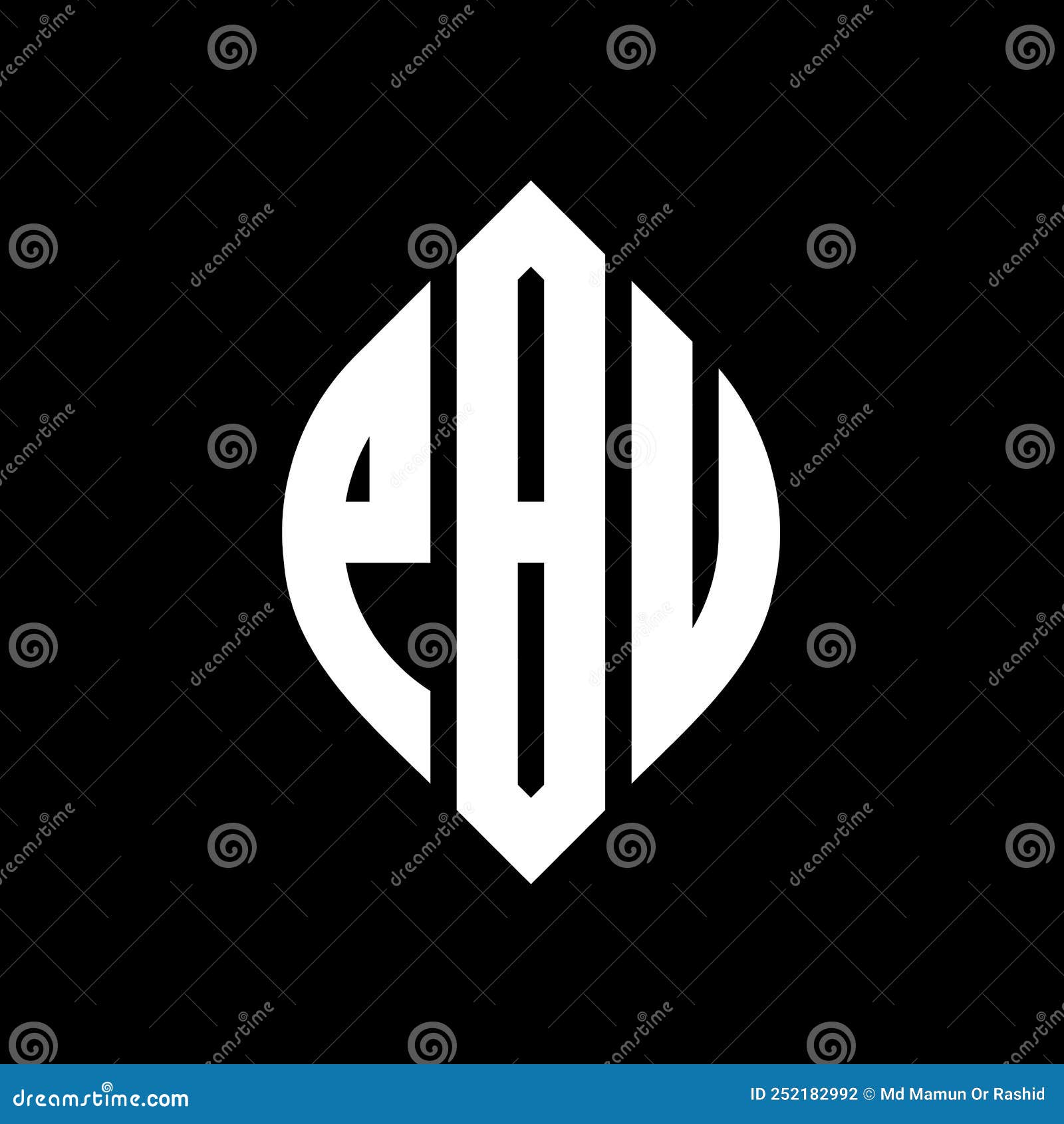 pbu circle letter logo  with circle and ellipse . pbu ellipse letters with typographic style. the three initials form a