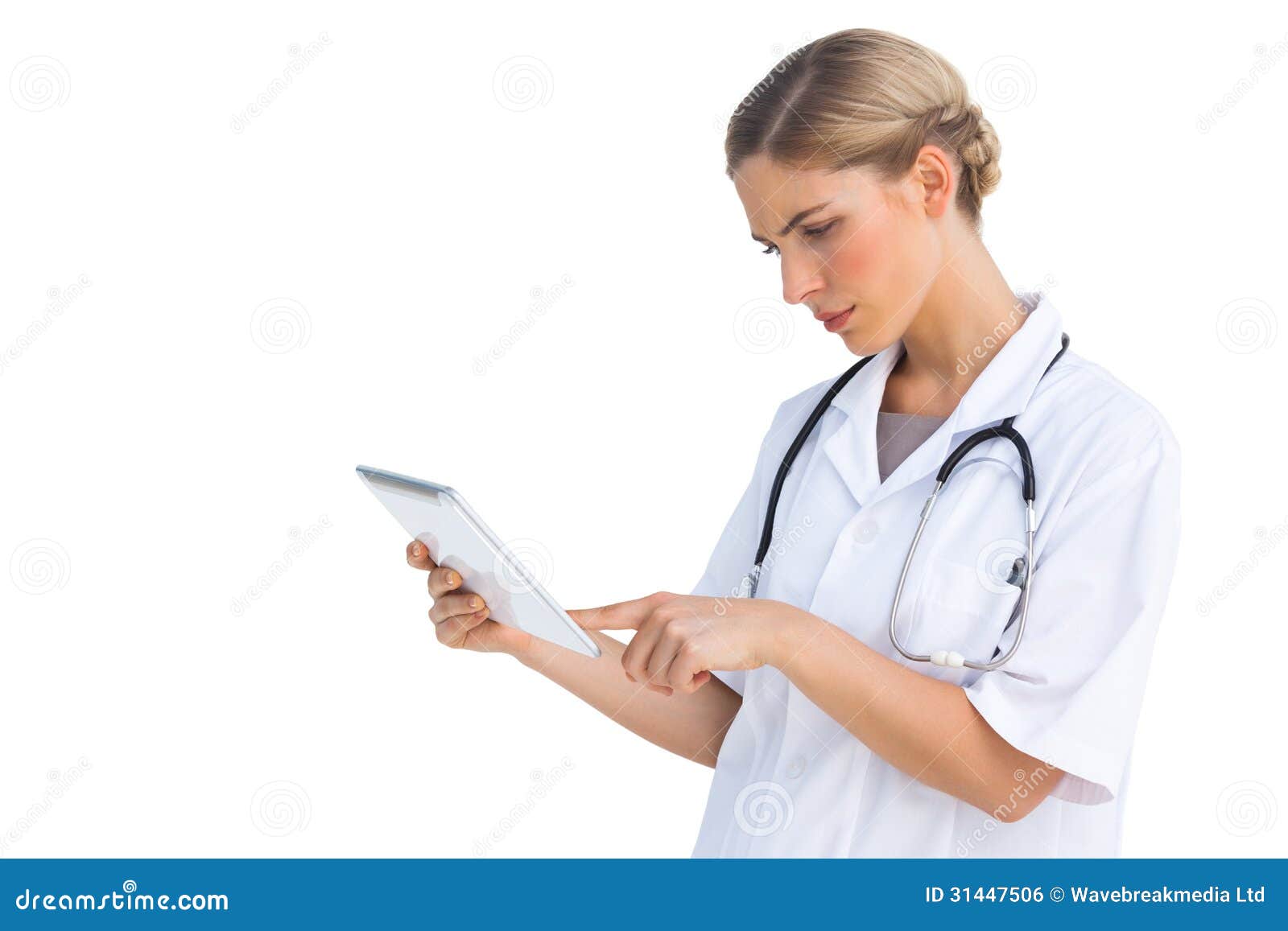 Pc De Tablette Tactile D Infirmiere Photo Stock Image Du Praticien Caucasien