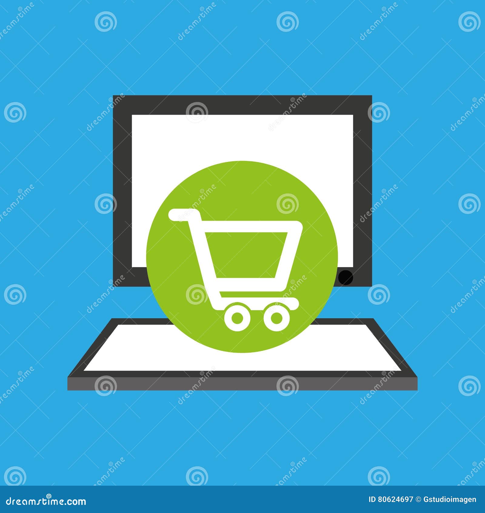 Pc Device Work Media Shopping Cart Icon Stock Vector Illustration of