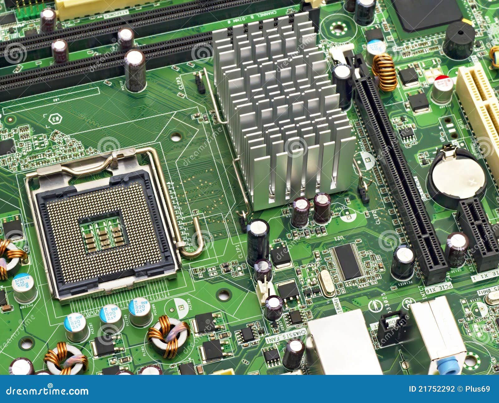 PC motherboard closeup stock photo. Image of circuit 21752292
