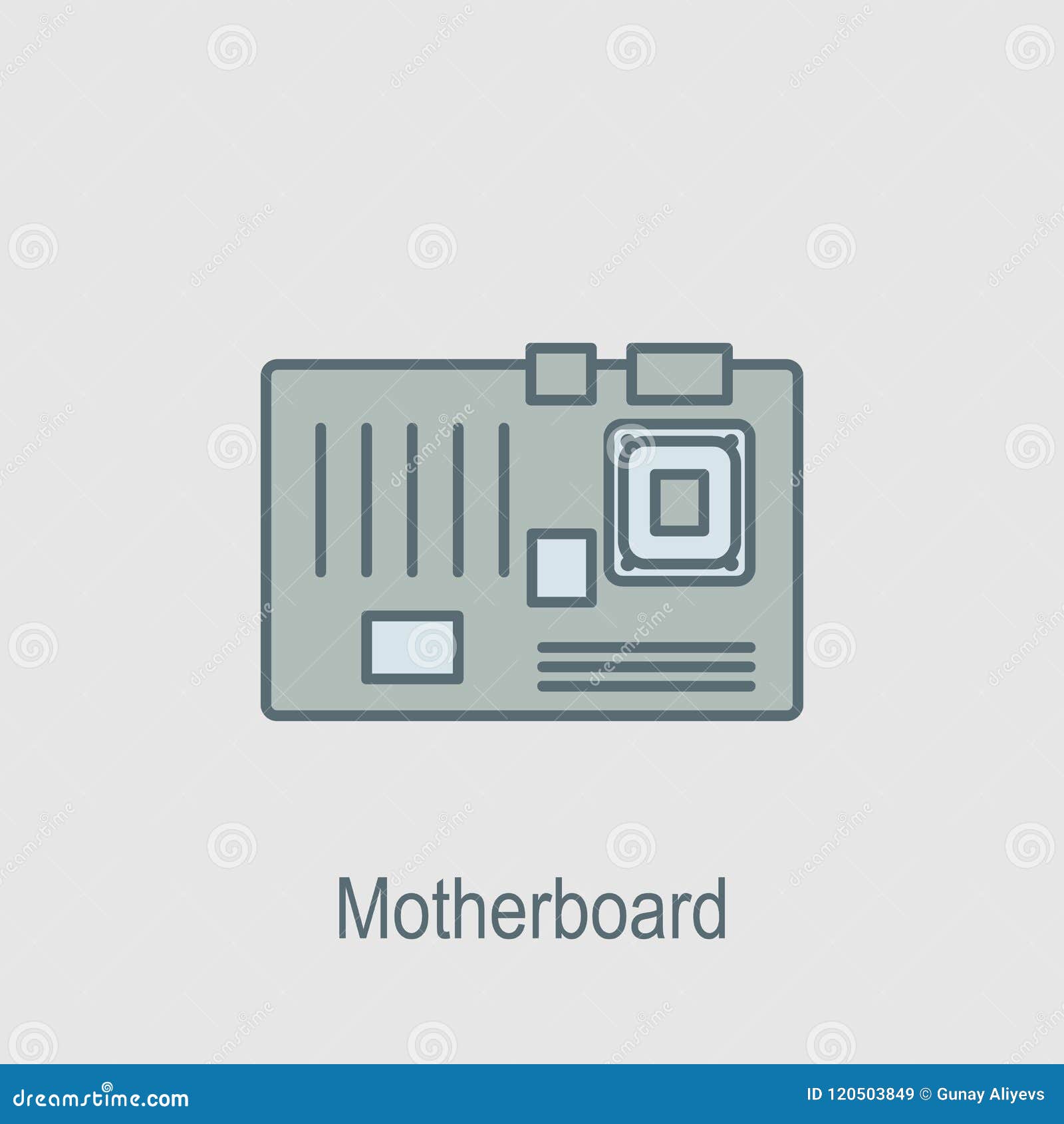 Pc Motherboard Icon Element Of Computer Parts With Name Icon For