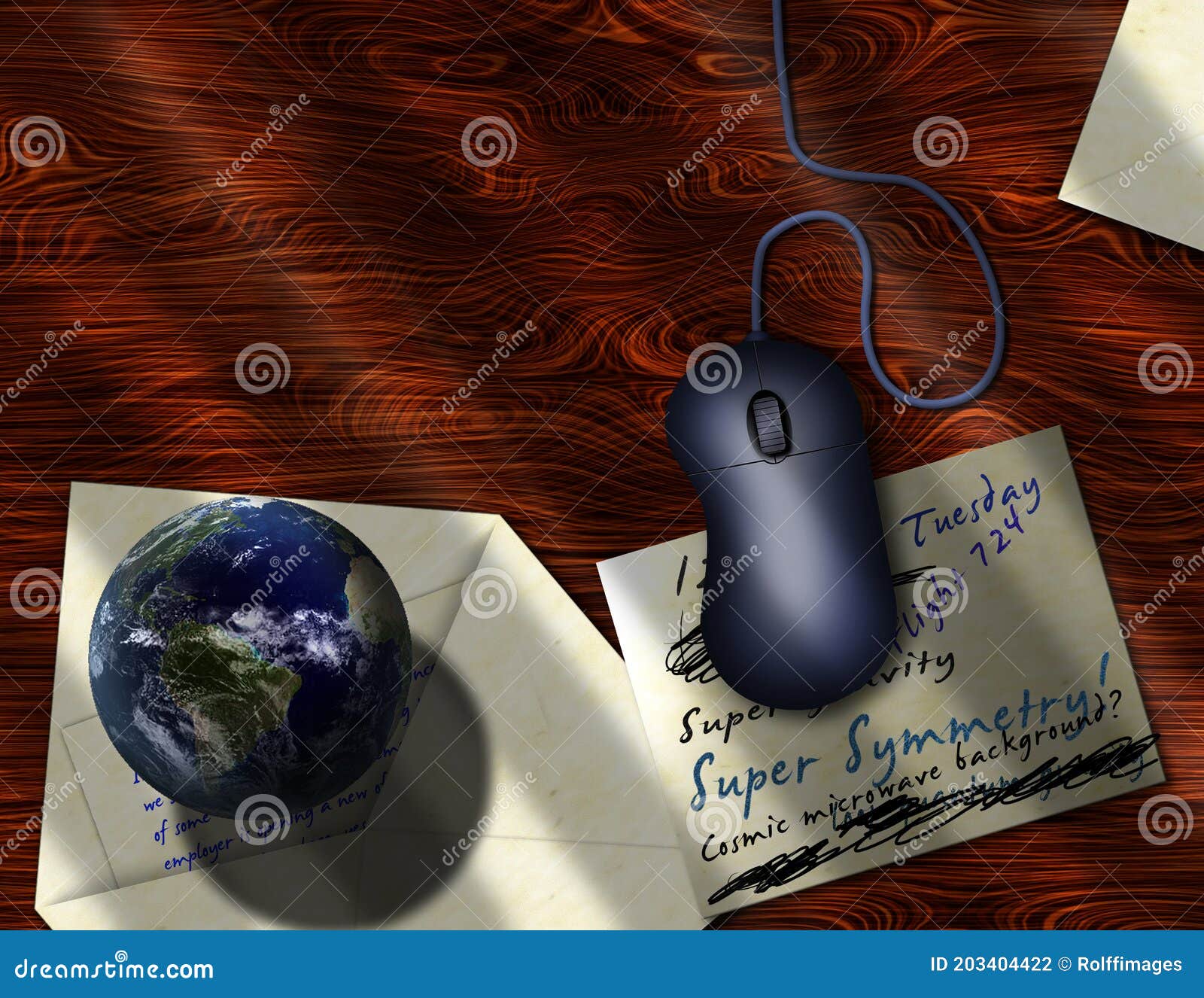 PC Mouse and Globe on the Table Stock Illustration Illustration of