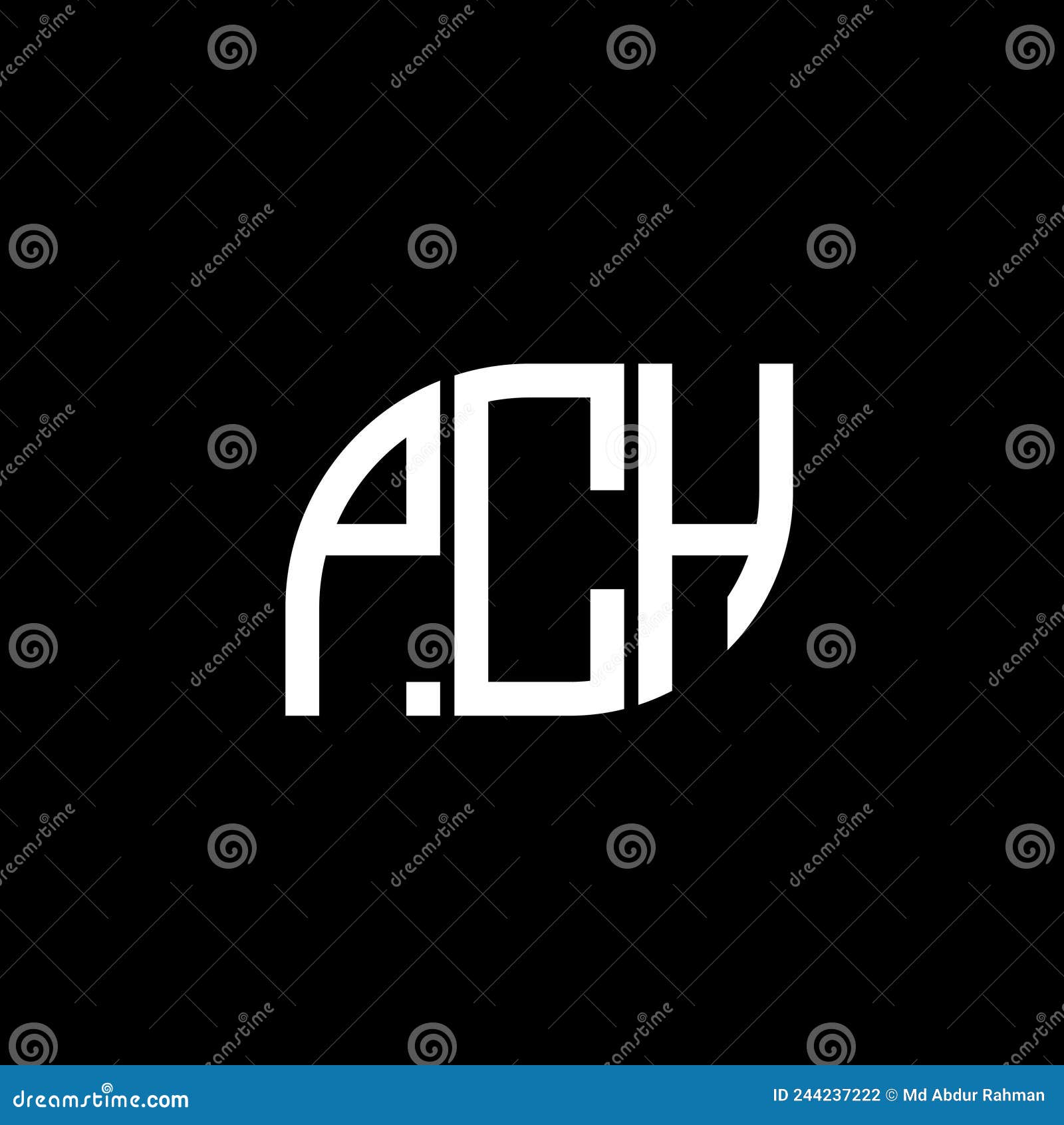 pch letter logo  on black background.pch creative initials letter logo concept.pch  letter 