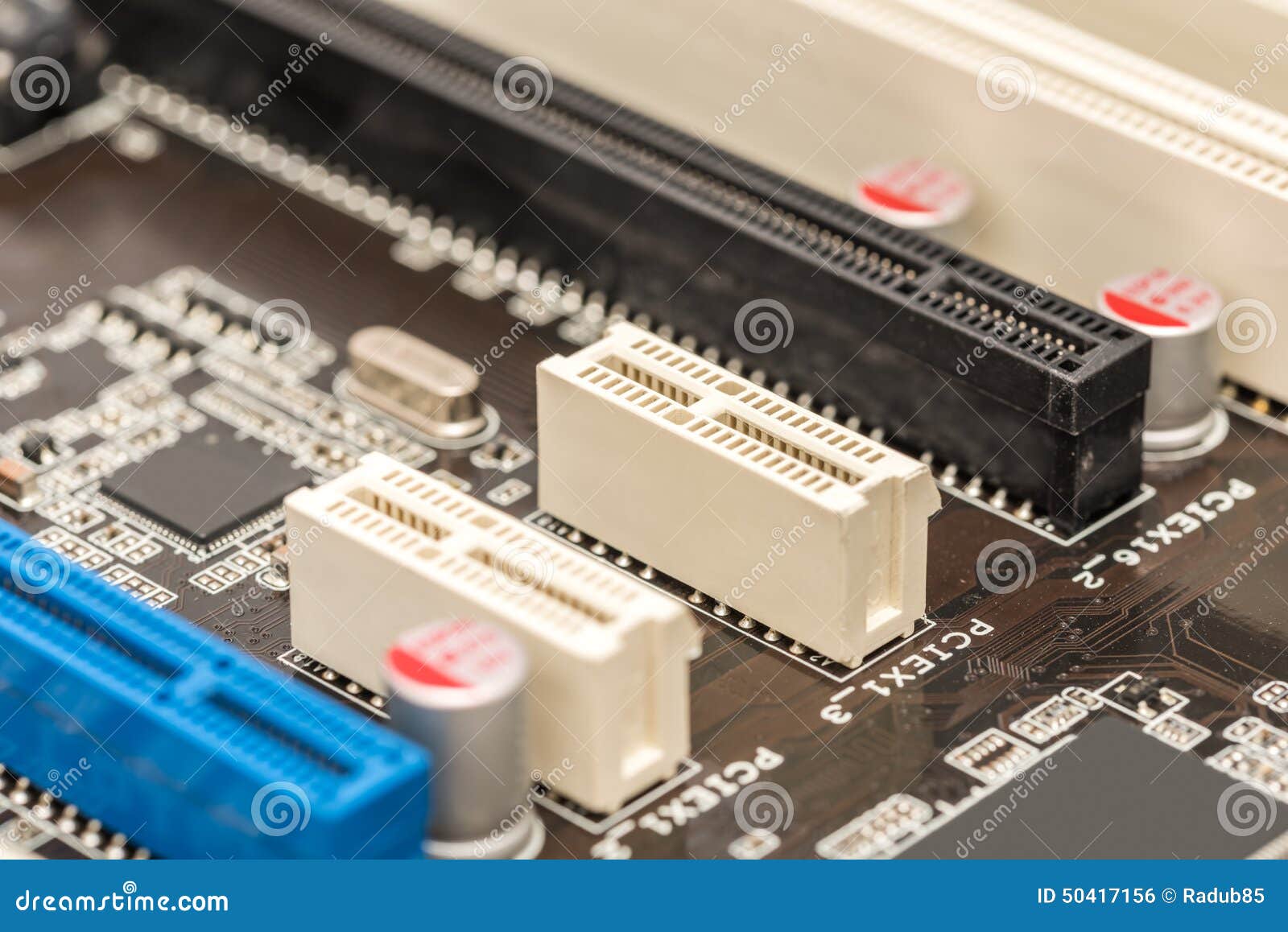 Pci Connector Slots On Motherboard Stock Photo Image Of Circuit