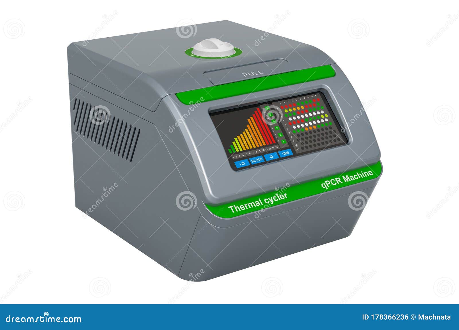 PCR Thermal Cycler Closeup, 3D Rendering Stock Illustration