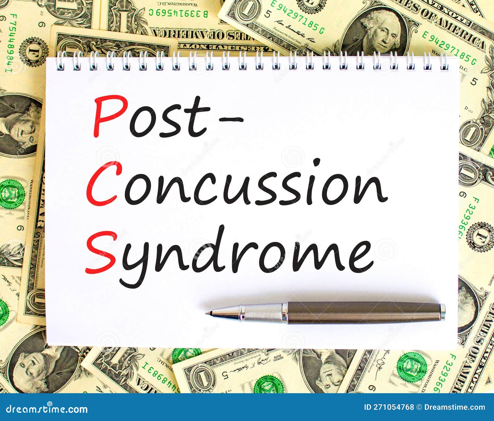 pcs post-concussion syndrome . concept words pcs post-concussion syndrome on white note on a beautiful background from