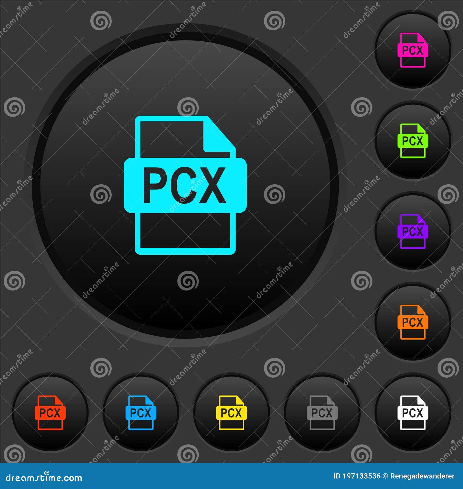 pcx file format dark push buttons with color icons