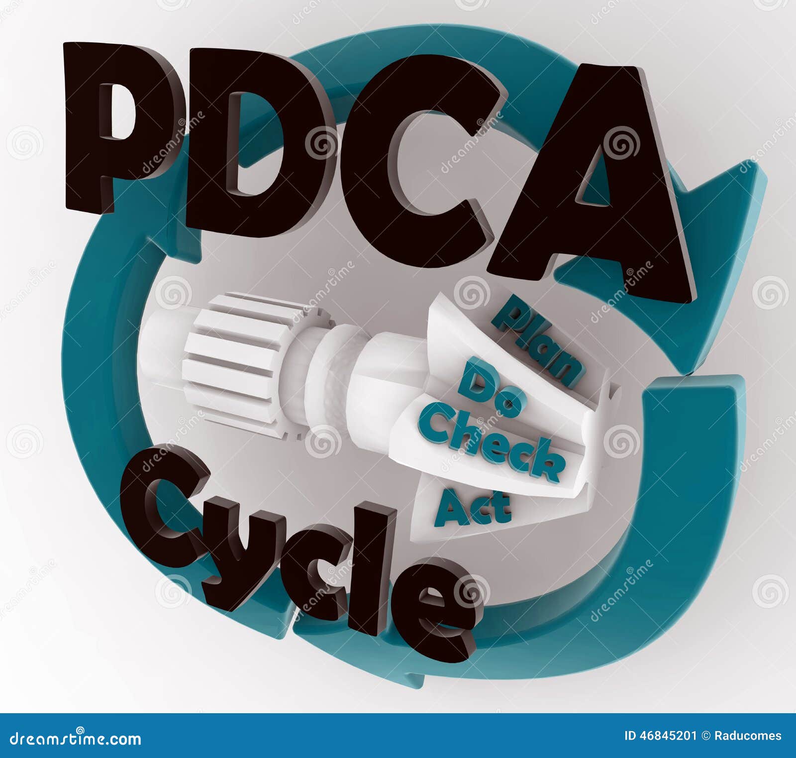 pdca - plan, do, check, act cycle teal render