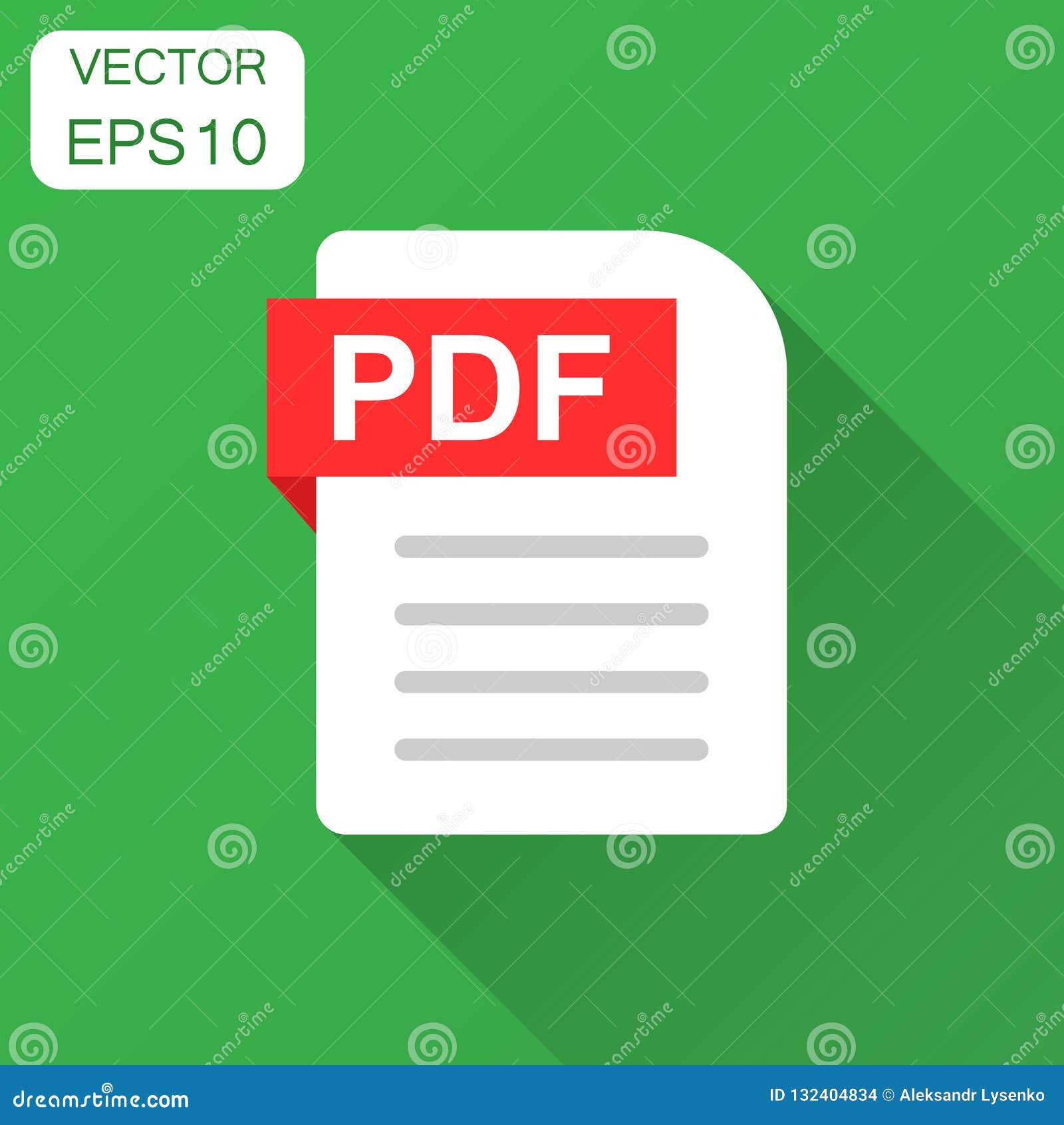 pdf document note icon in flat style. paper sheet   with long shadow. pdf notepad document business concept.