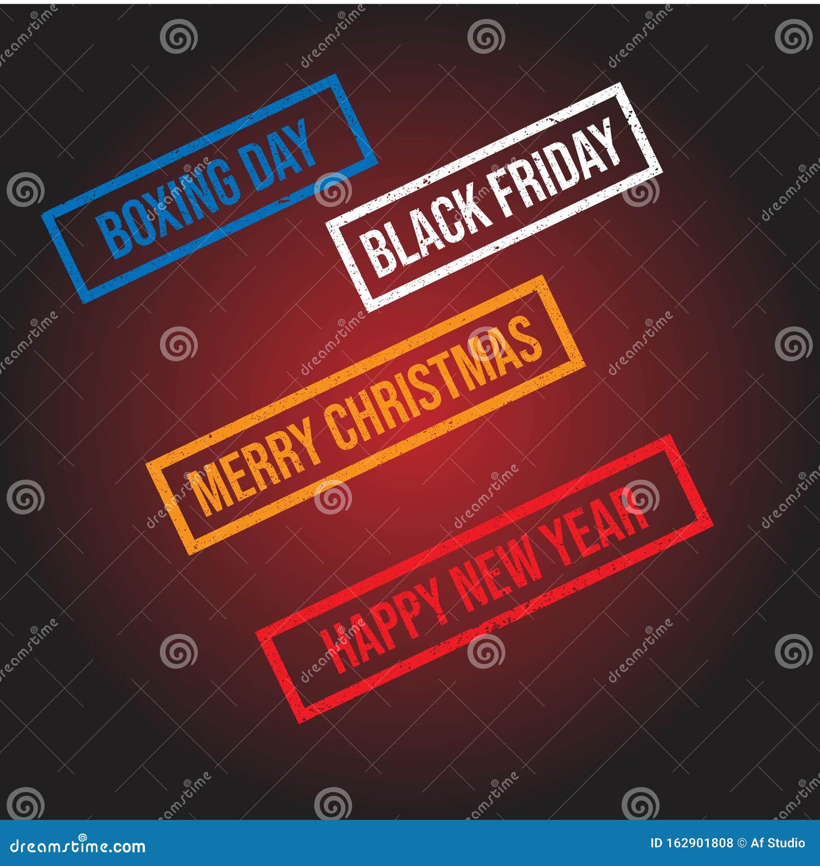 Set of Letter Boxing Day , Black Friday ,merry Christmas ,happy New