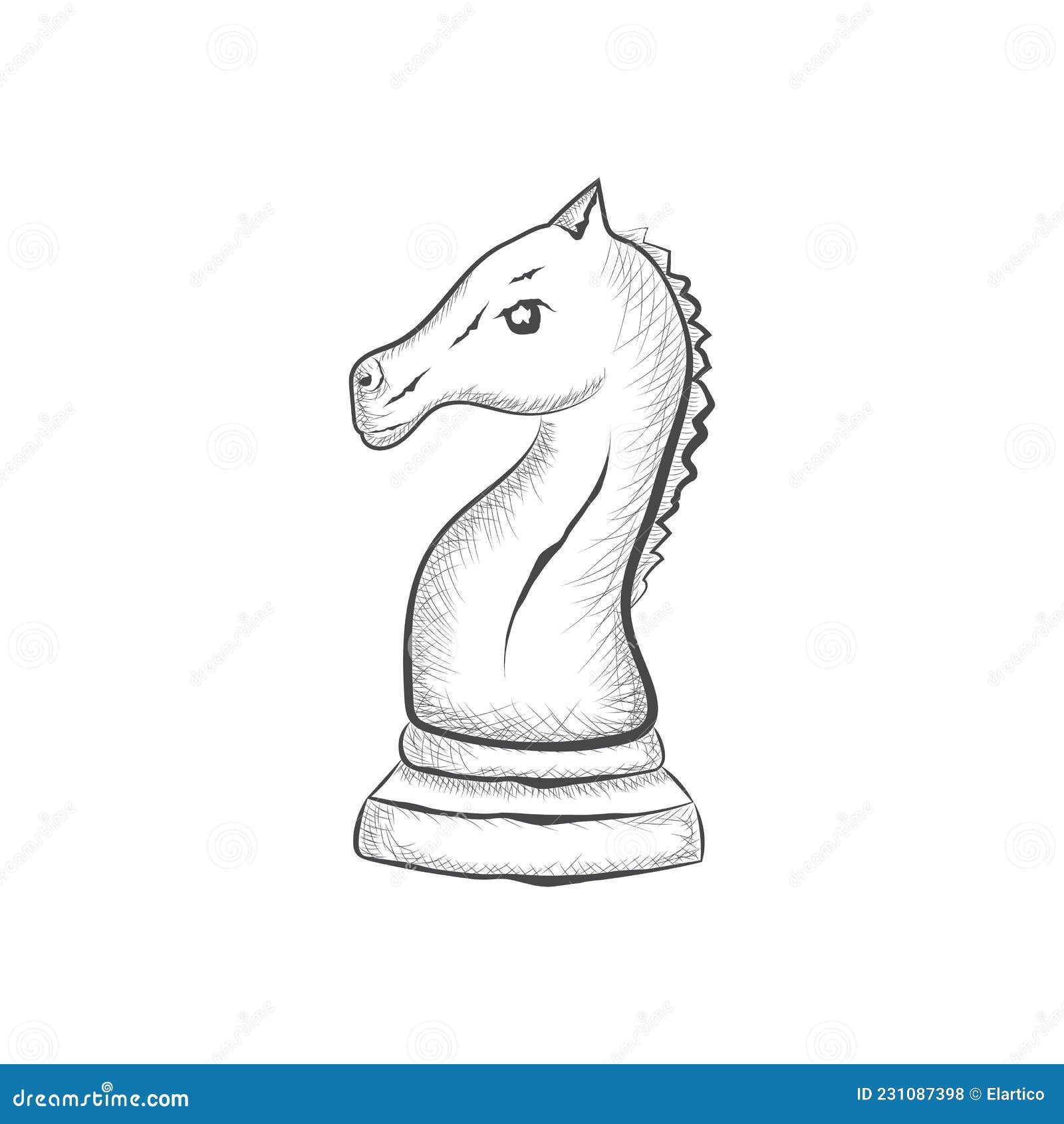Vetor De Desenho Do Estilo Do Desenho De Cavalo De Xadrez
