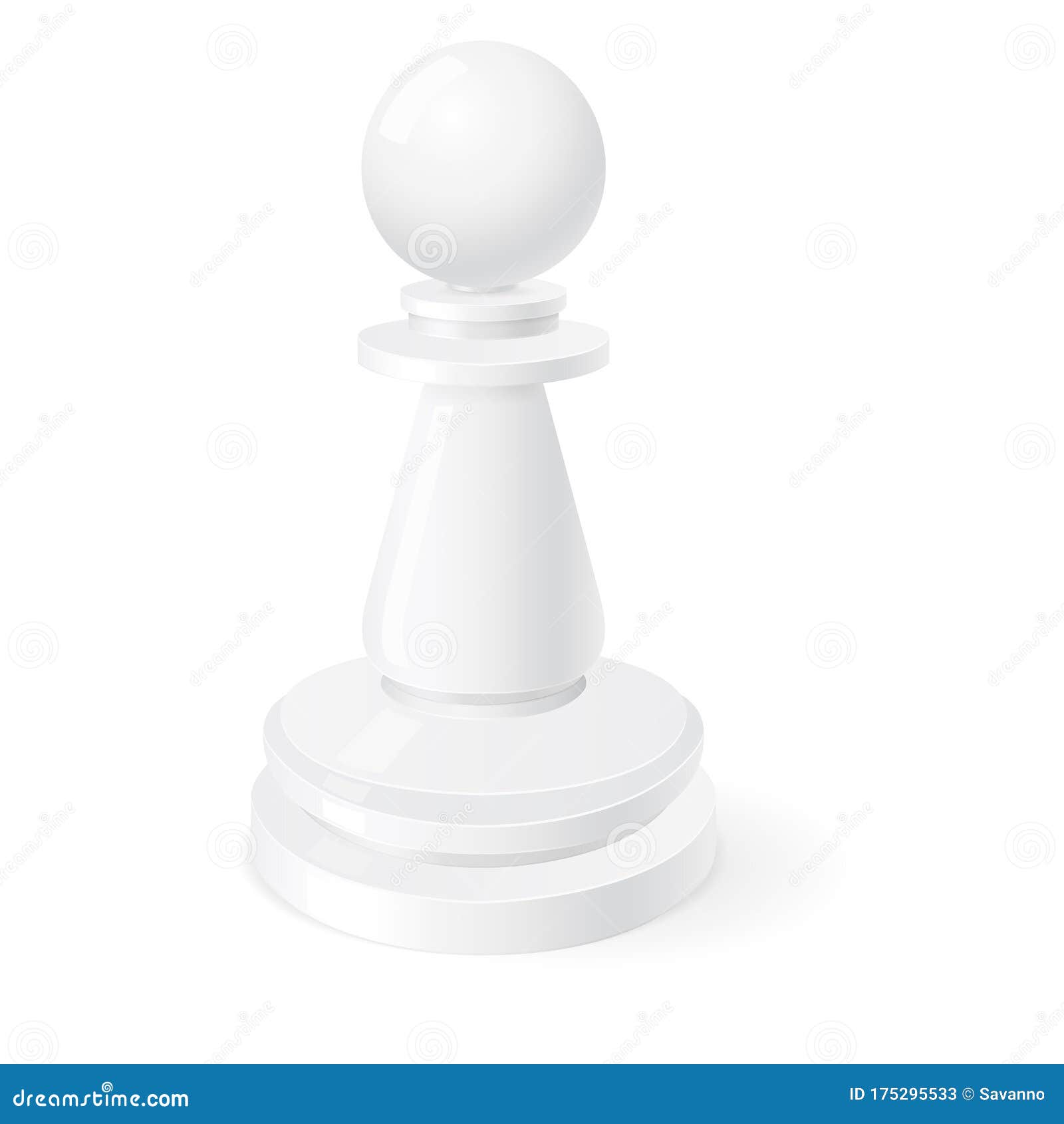 Peça de xadrez branca peão 3d no fundo branco jogo de xadrez peça de xadrez  3d rendervector