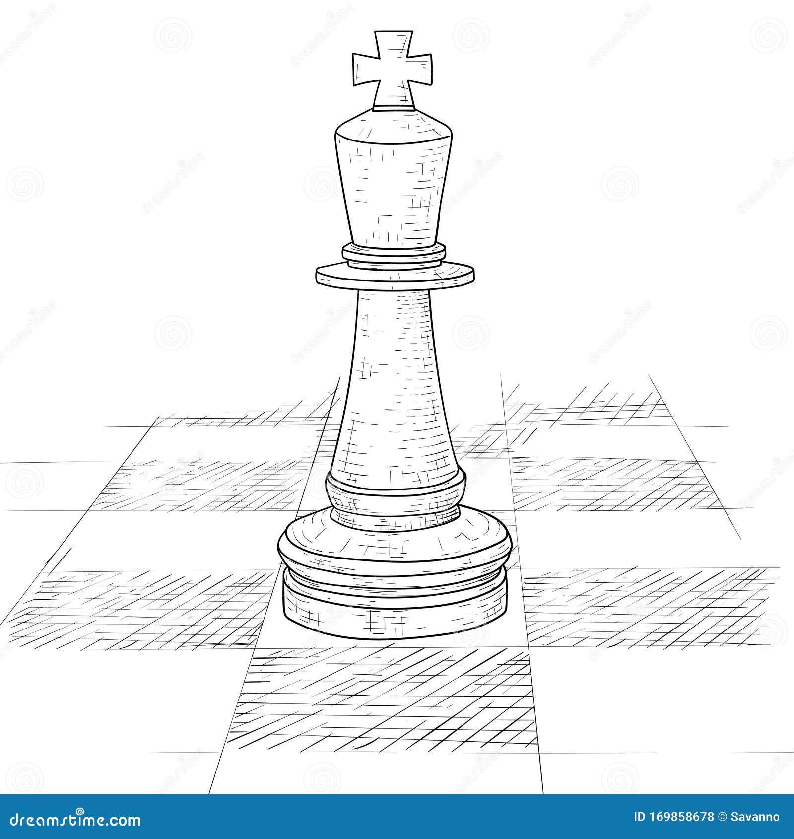 Rei e rainha de xadrez desenhados à mão