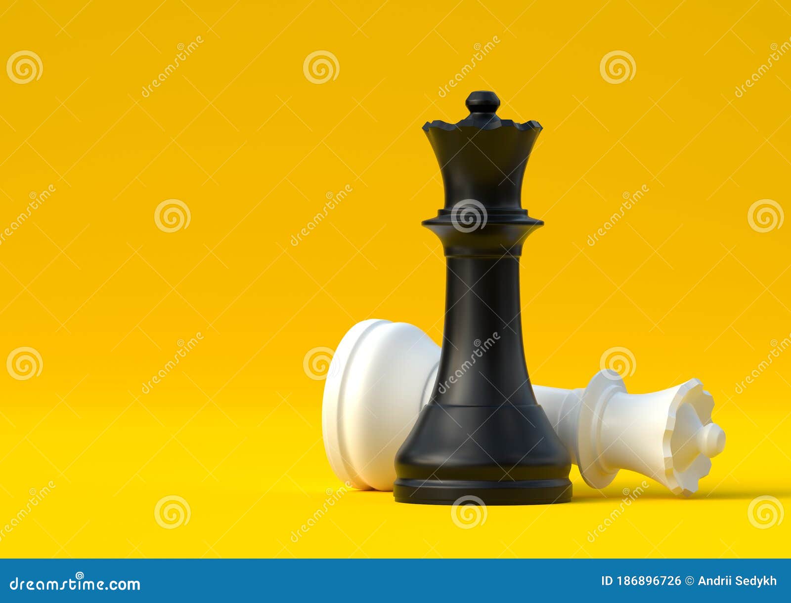Peça De Xadrez Rainha Branca E Negra Isolada Sobre Fundo Amarelo Pastoso  Ilustração Stock - Ilustração de figura, xadrez: 186896726