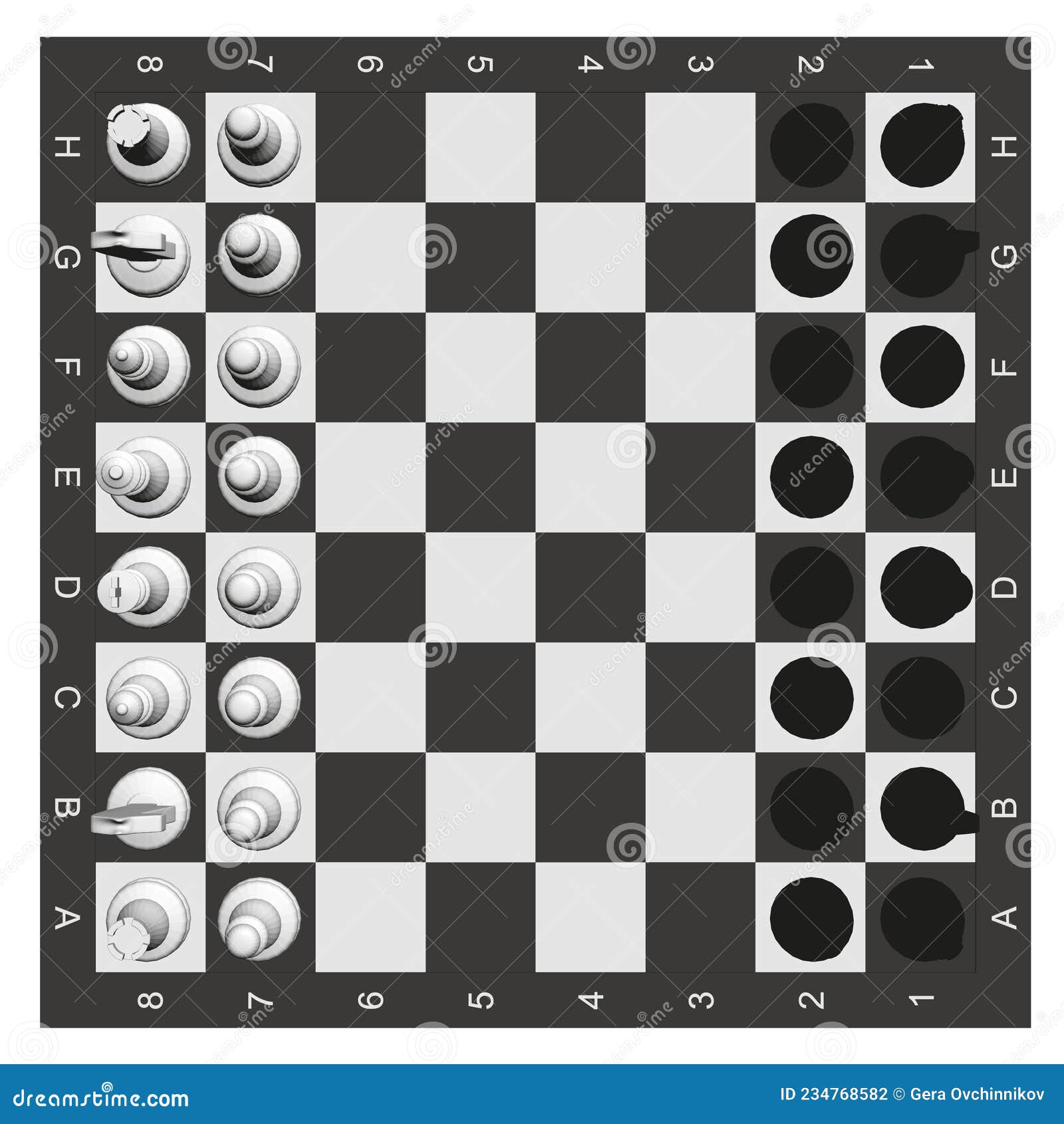 Tabuleiro de xadrez e peças de xadrez 3d vector ilustração
