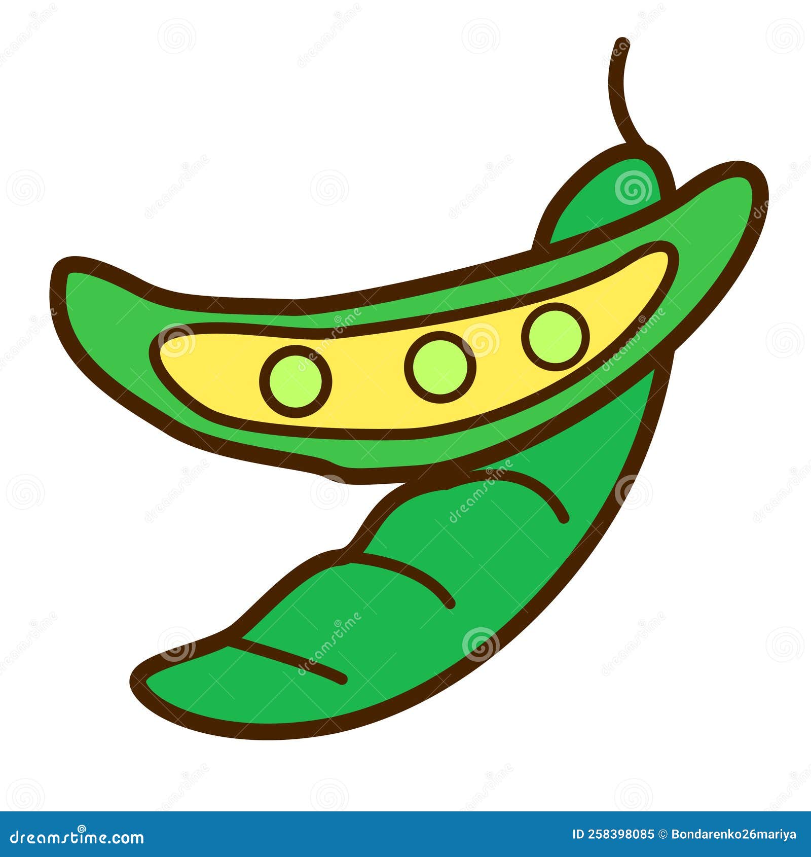 Pea Pod in Doodle Style. Vector Illustration of a Vegetable Stock