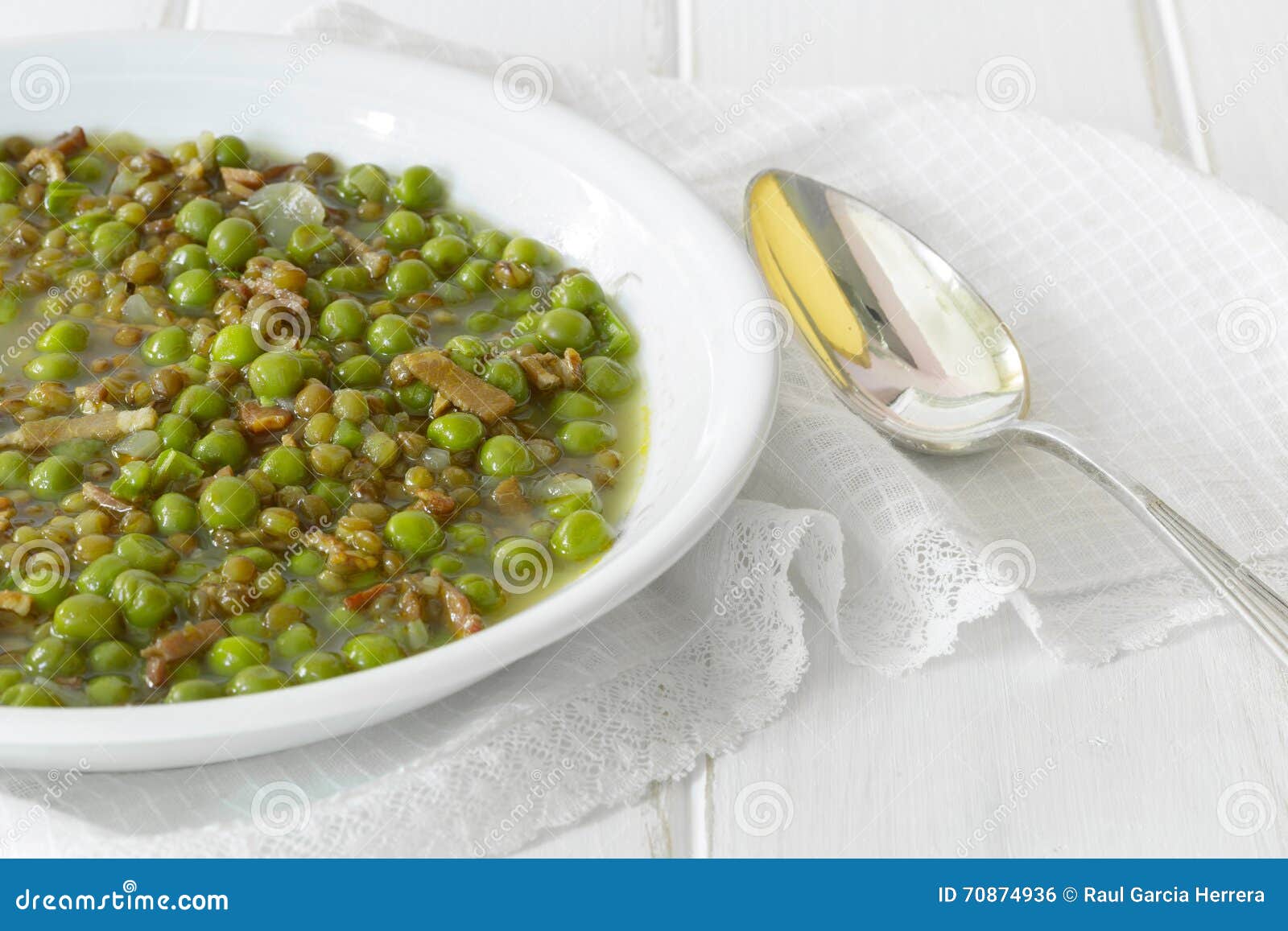 Pea Soup with Beans and Bacon Stock Photo Image of parsley, sausage 70874936