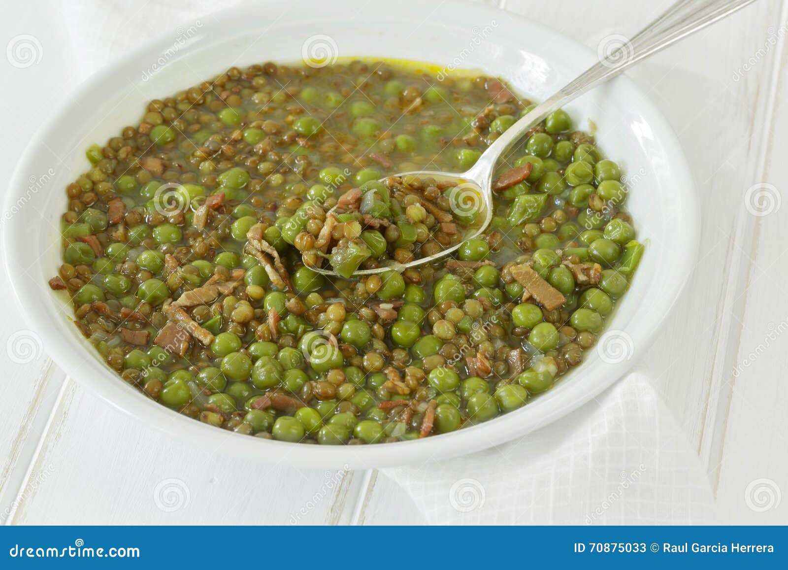 Pea Soup with Beans and Bacon Stock Image Image of lentil, soup 70875033