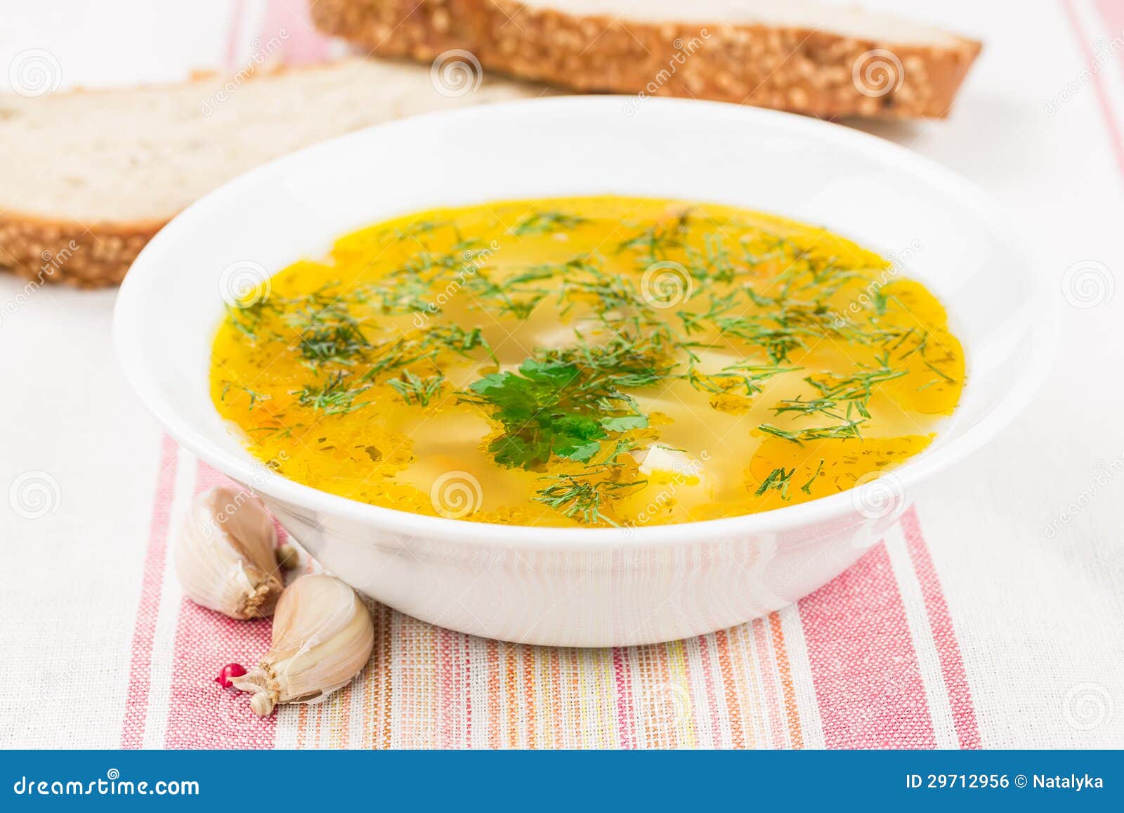 Pea Soup with Herbs and Bread Stock Photo Image of bowl, veggie 29712956