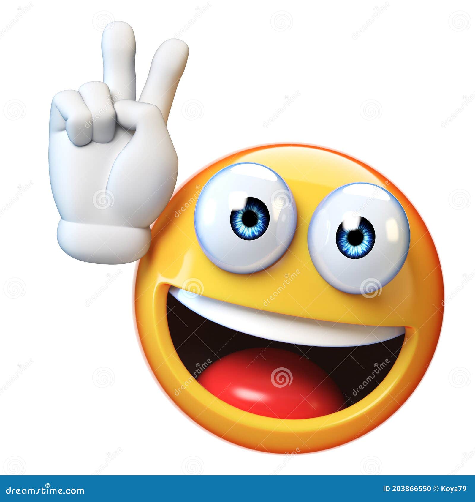 Peace Emoji Isolated on White Background, Victory Emoticon 3d Rendering
