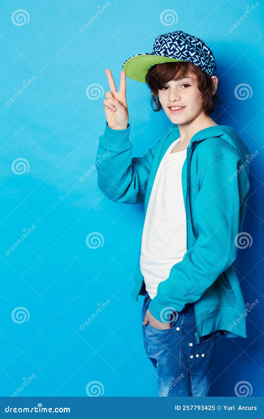 Peace Homie. Portrait of a Young Boy Gesturing Peace. Stock Image ...