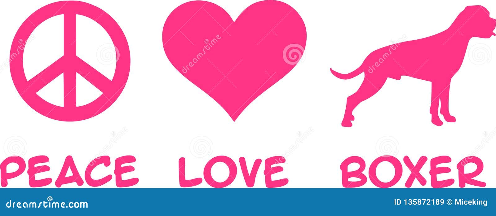 Download Peace, Love, Boxer stock vector. Illustration of animal ...